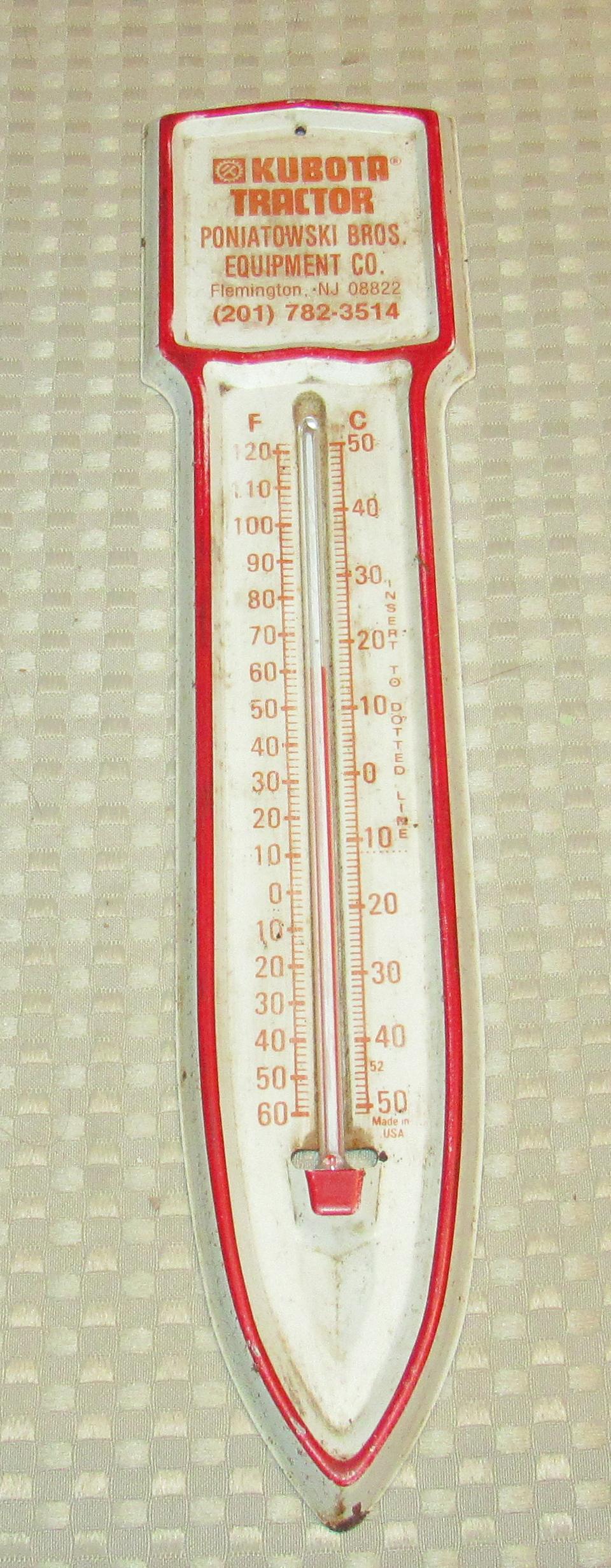 Kubota Tractor Poniatowski Flemington NJ Thermometer: Approx 12 7/8" long