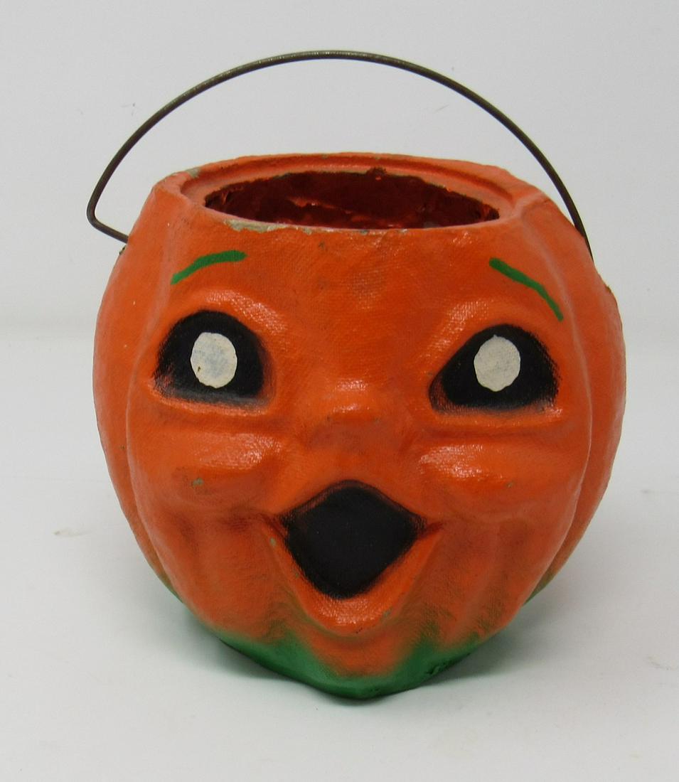 Paper Mache Jack O Lantern Halloween Pumpkin: Approx 5" tall