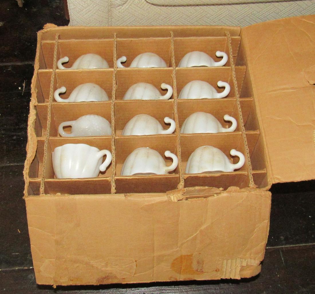 Hazel Ware Milky White Punchbowl Set: In original box. Getting all pictured.