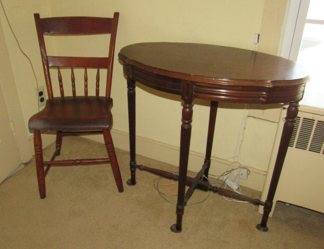 Plank Seat Chair and Table: Table is approx.17 1/2"x30"x29"