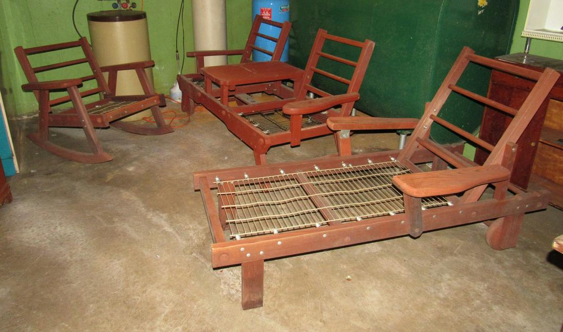 Wooden Lounge Chair Chairs and Table Rocker Patio Set: Getting all 3 pieces pictured