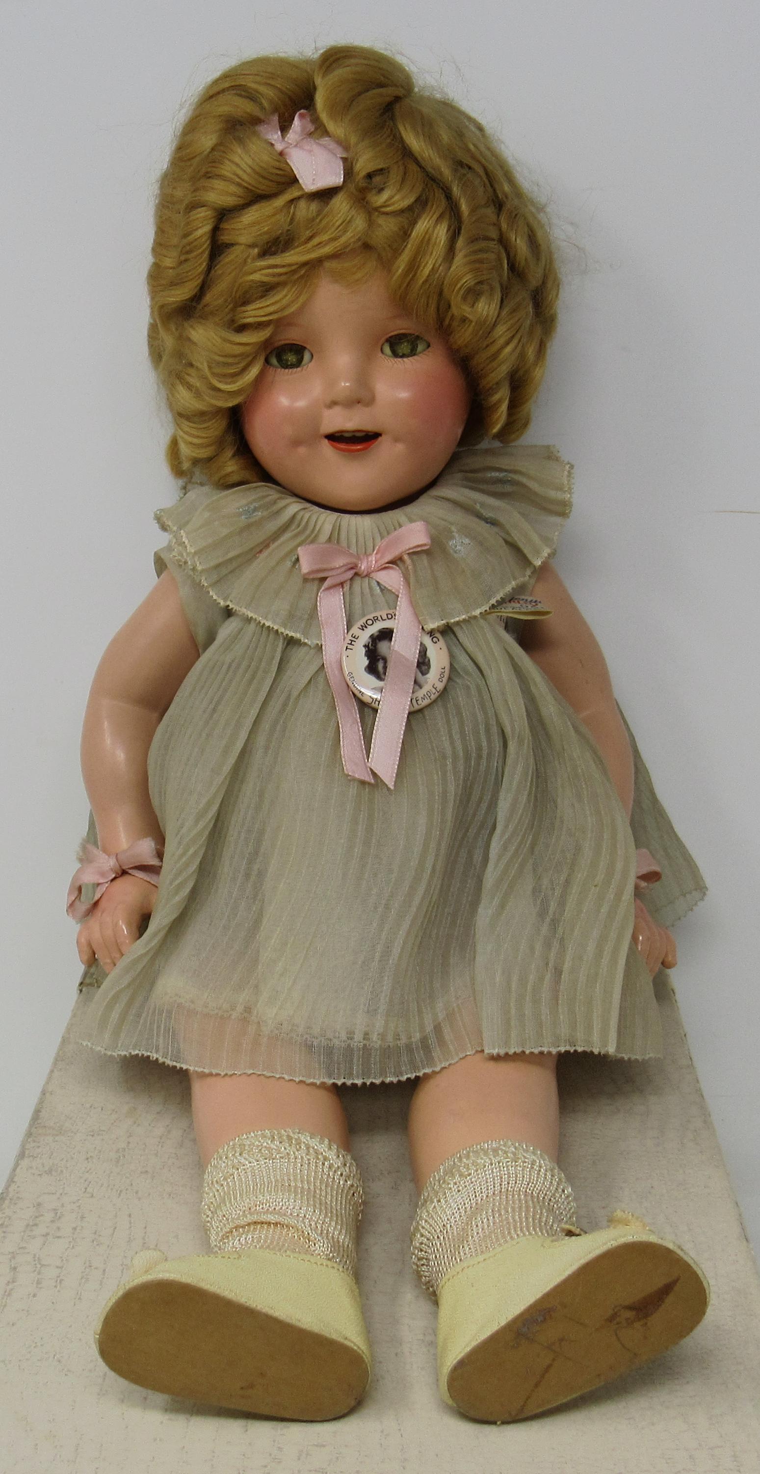 Ideal Shirley Temple Doll in Original Box with Pin: Approx 18"