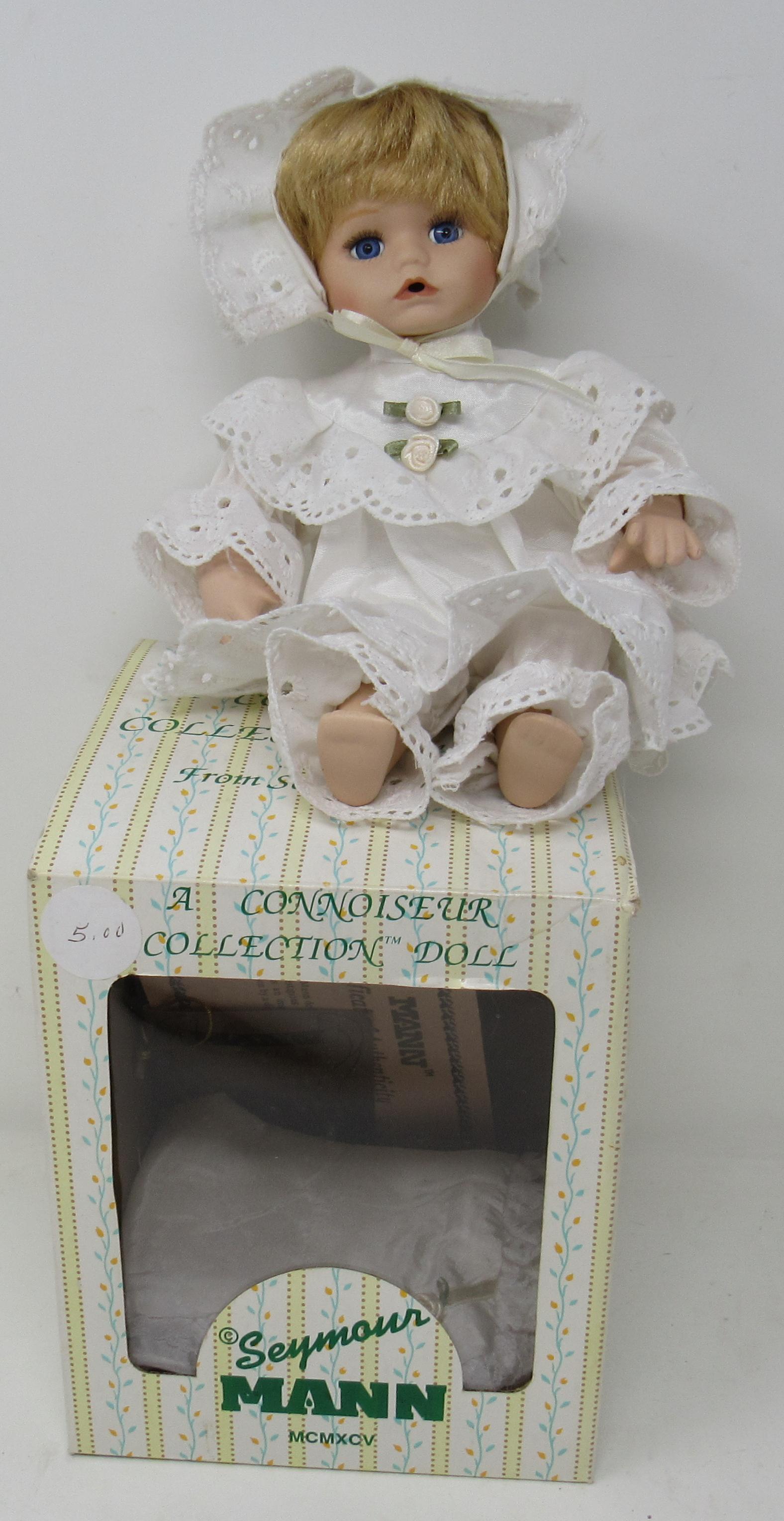 Seymour Mann Porcelain Doll: Approx 6 1/2" Sitting