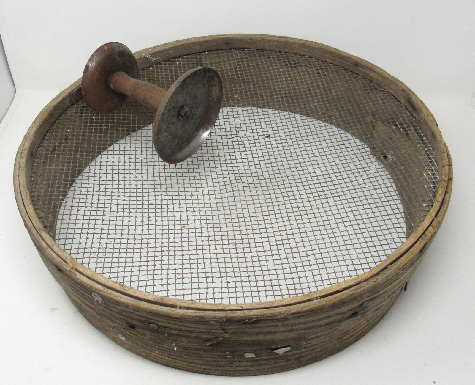 Sifter and Lard Scraper: Sifter is approx 18 3/4" in diameter.