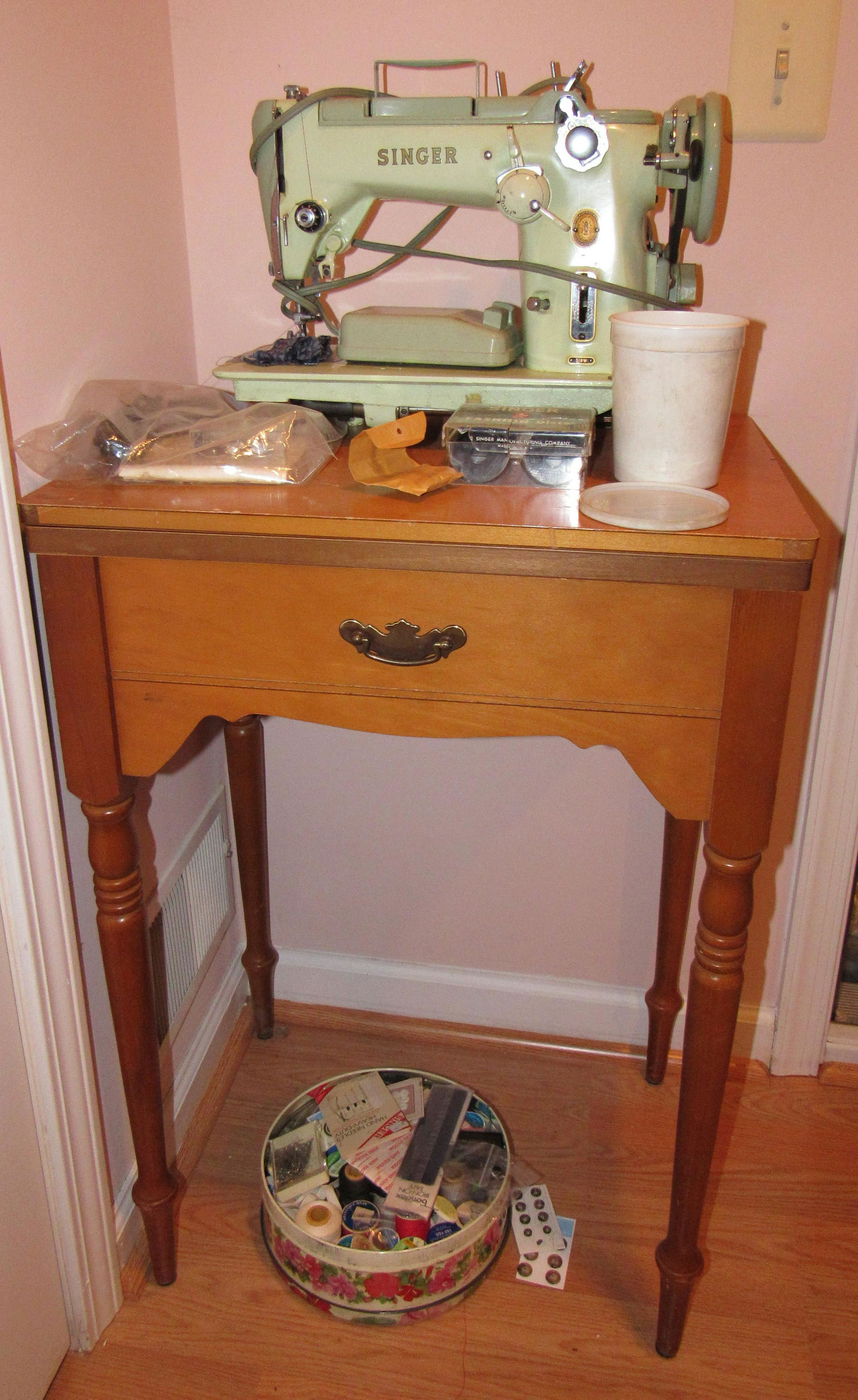 Singer 319W Sewing Machine Buttons Thread Stand & Misc: Lot includes all pictured. Take what you want and leave the rest