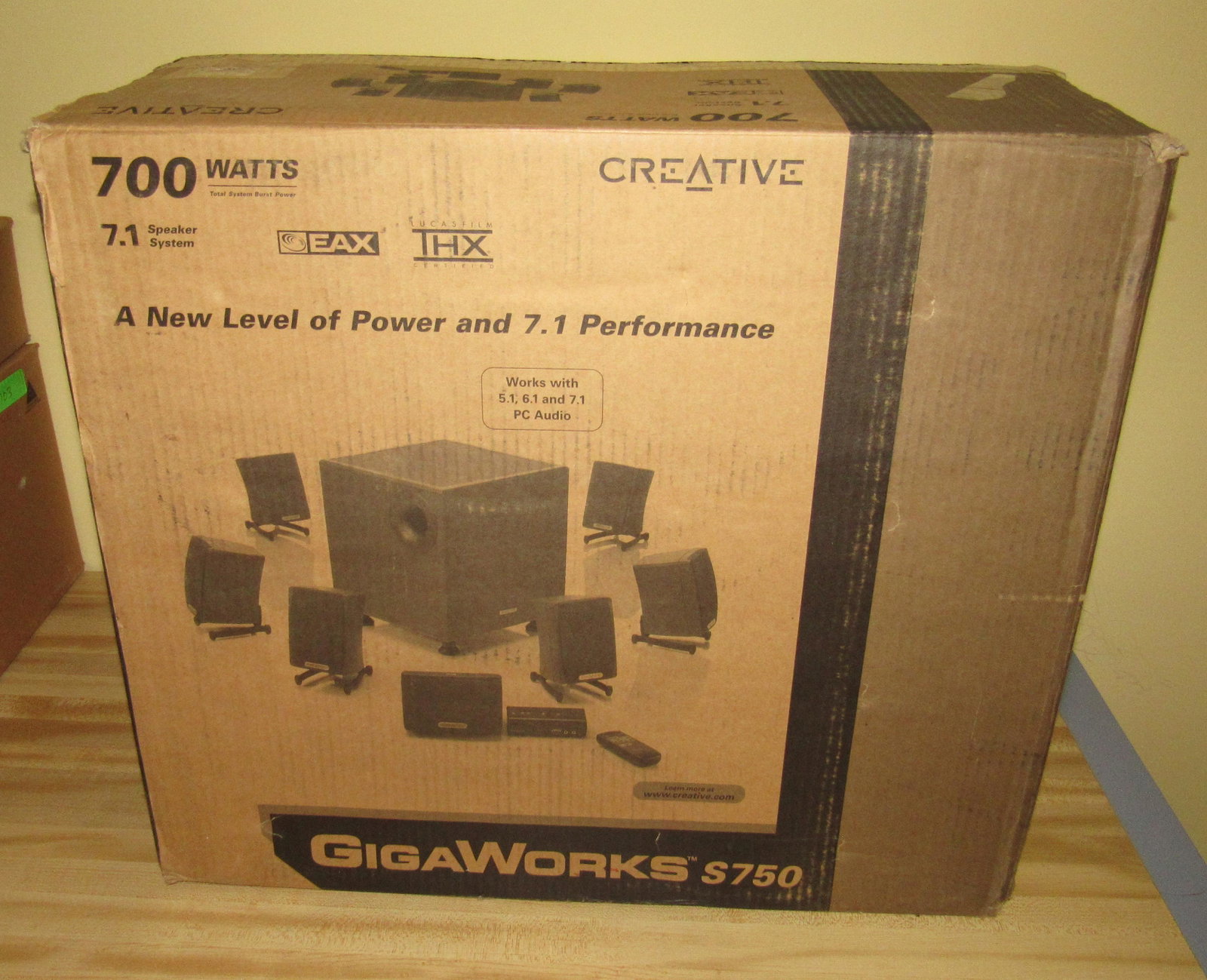 Creative Gigaworks S750 7.1 Speaker System Never used: Was still sealed in box. We did not take anything out of it. We do not guarantee any parts are missing.