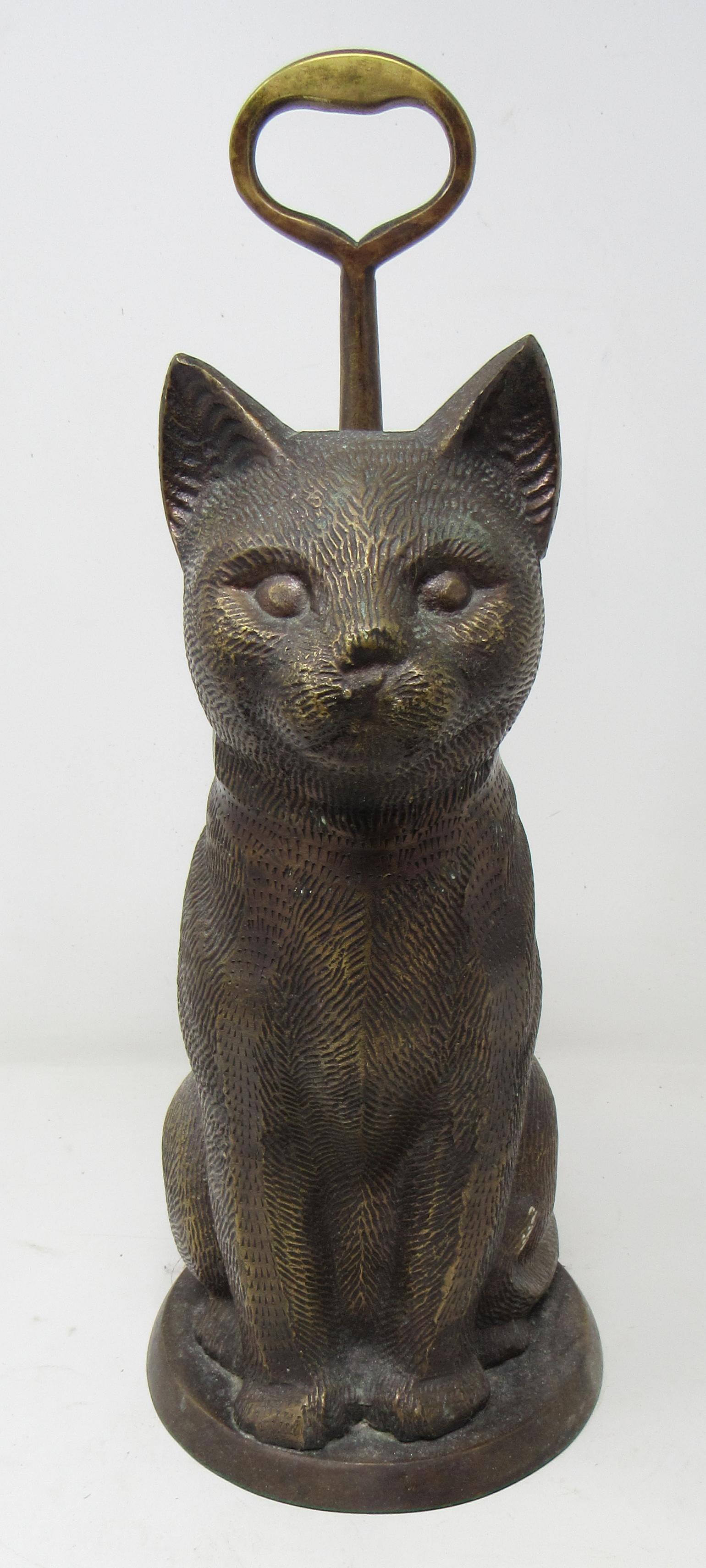 Brass Cat Doorstop: Approx 14" tall.