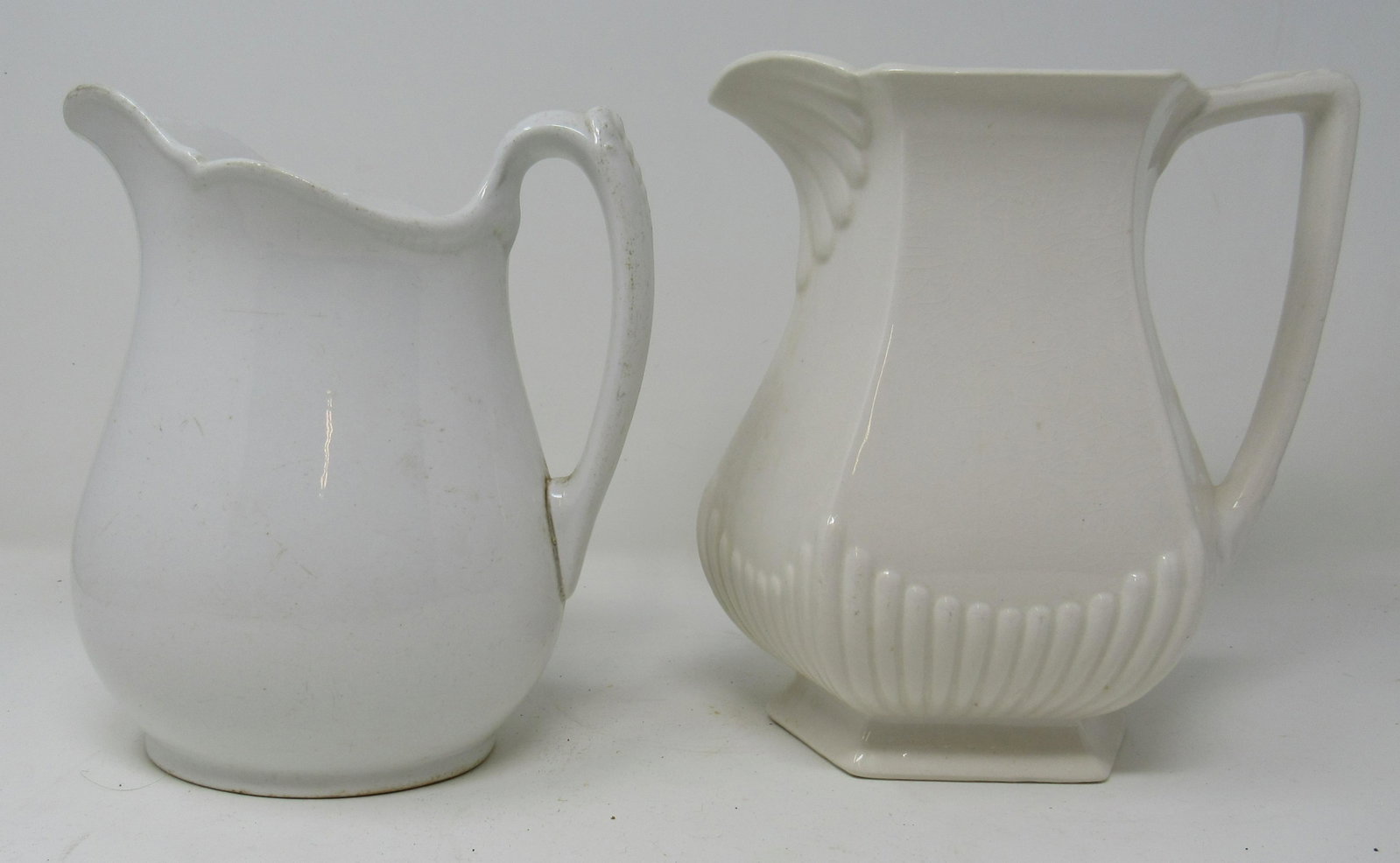2 Ironstone Pitchers Adams: Adams on right , is approx 7 3/4" tall
