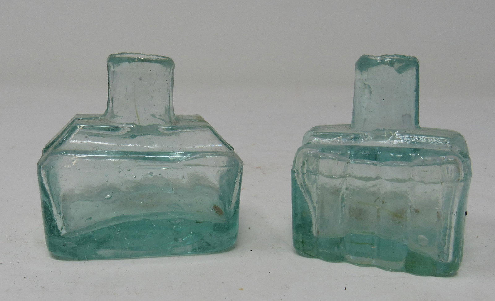 2 Glass Ink Bottles: 2 1/4" tall