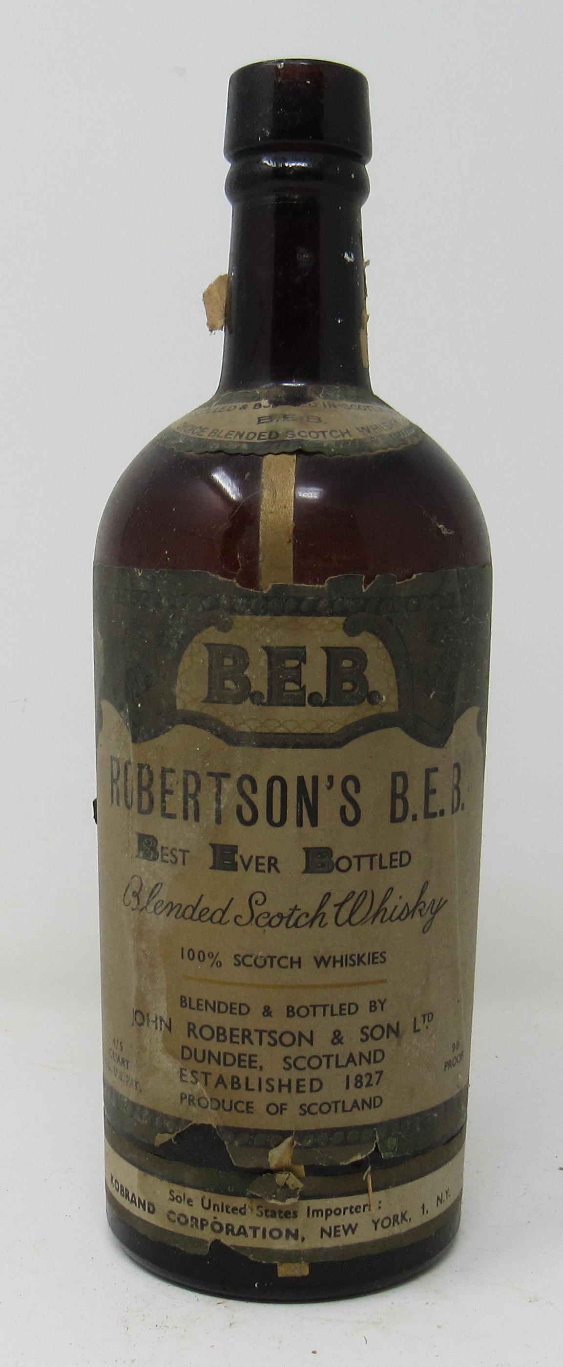 B.E.B Robertson's Scotch Whisky Bottle: Approx 10" tall.