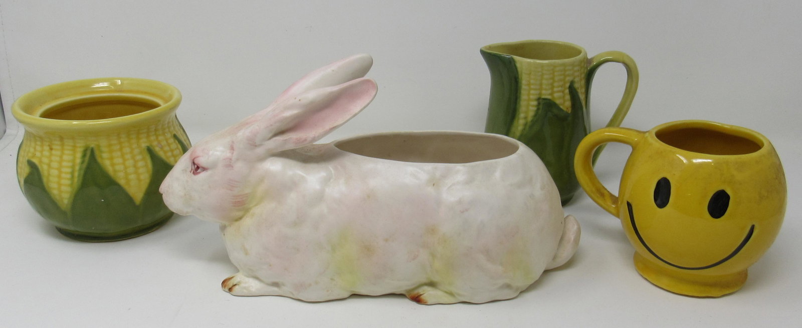 Rabbit Planter Smiley Face Mug & Misc: Planter is approx 10" long