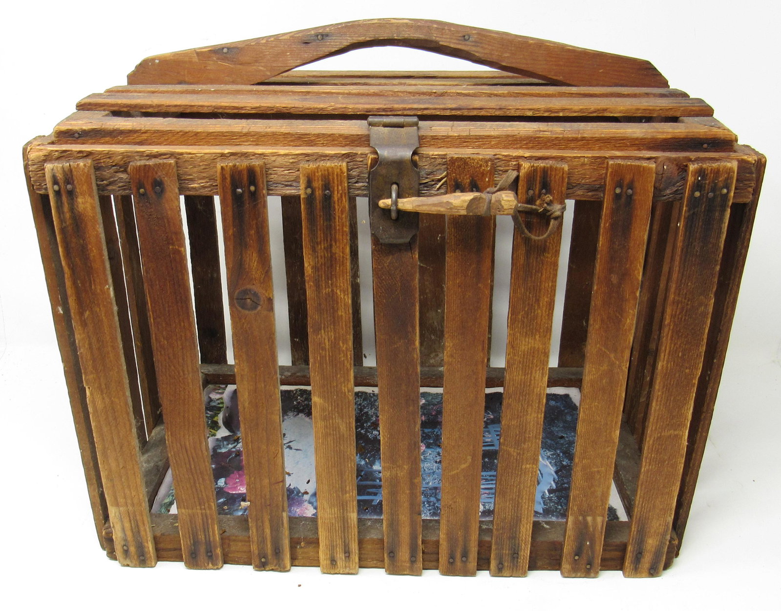 Wooden Animal Cage / Crate: Approx 10" x 15" x 13 1/2" tall.