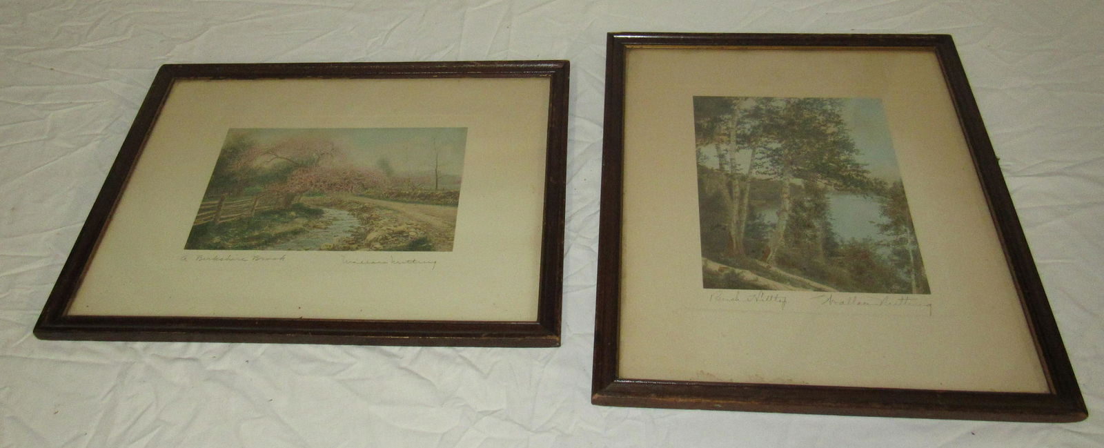 Wallace Nutting Birch Hilltop & Berkshire Brook: One on right is approx 14" x 17"
