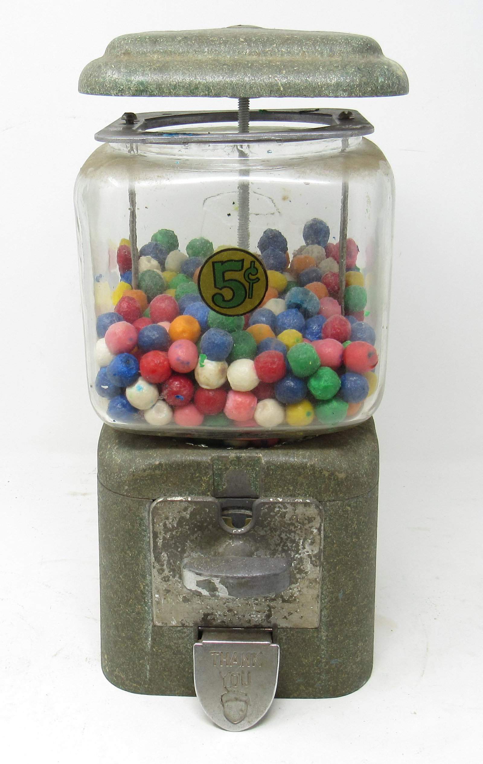 Oak Danco Coin Machine 5 Cent Gumball Machine: Approx 13" tall.