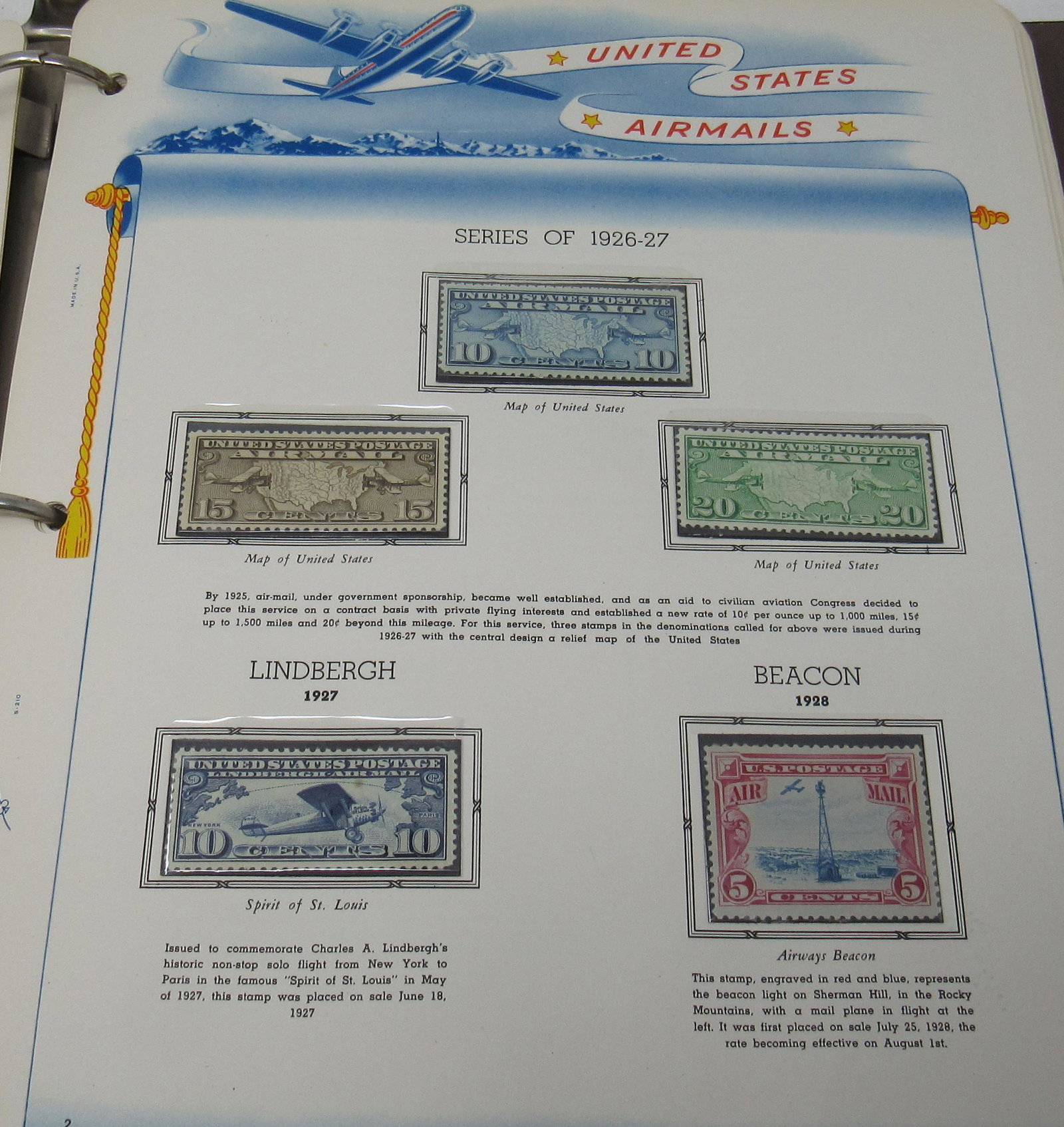 US Postage Airmail & First Day Issue Stamp Album: Approx 42 pages in this album. NOT ALL OF THE PAGES ARE PICTURED !