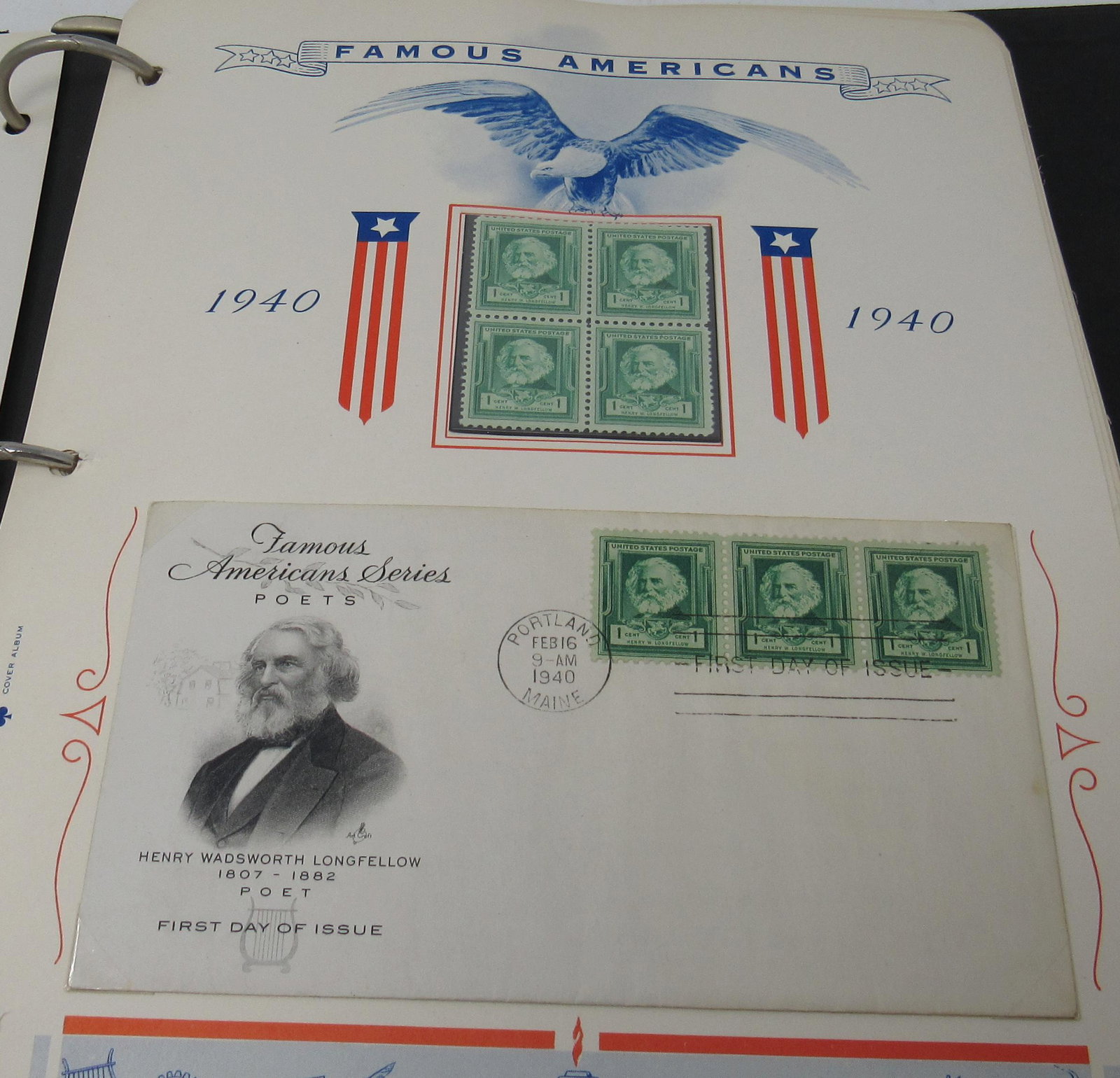 US Postage Stamp Famous Americans First Day Issues: Approx 36 pages in this album. NOT ALL PAGES ARE PICTURED !