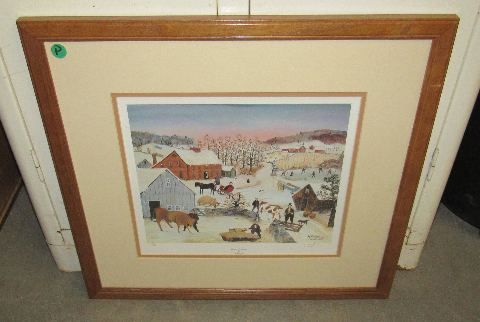 Will Moses Pencil Signed Litho Visiting Neighbors: Visiting Neighbors Apprx 20" x 21" . Flower print is also included. Must take both