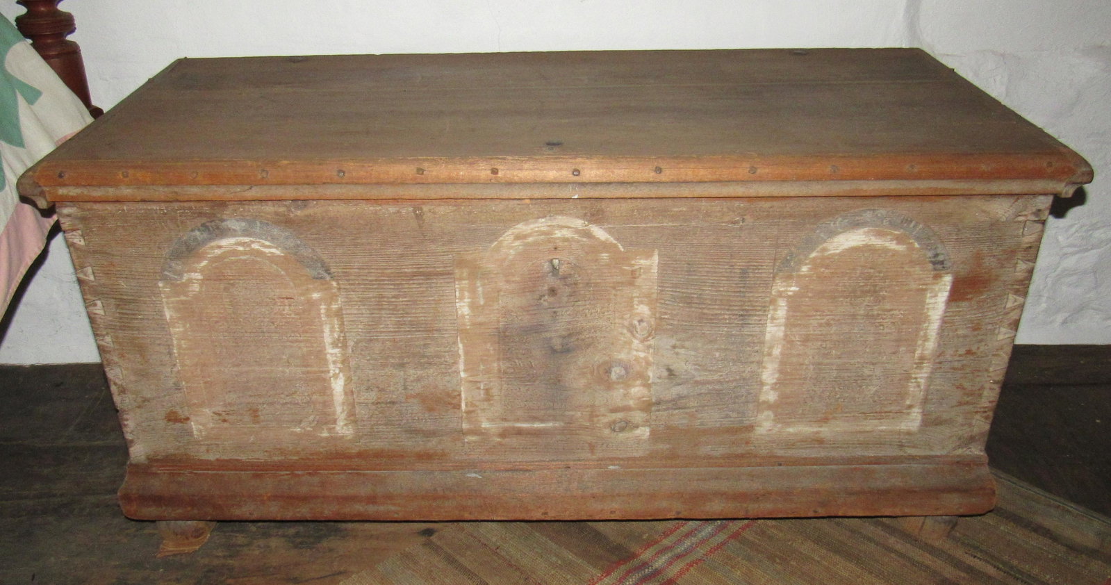 Antique Blanket Chest w/ Partial Paint: Apprx 22" x 50" x 24 1/2" tall. Buyer must remove from second floor ( above summer kitchen)