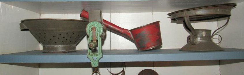 Tin Ladle w/ Red Paint Strainer Grater Warmer: Getting all on shelf