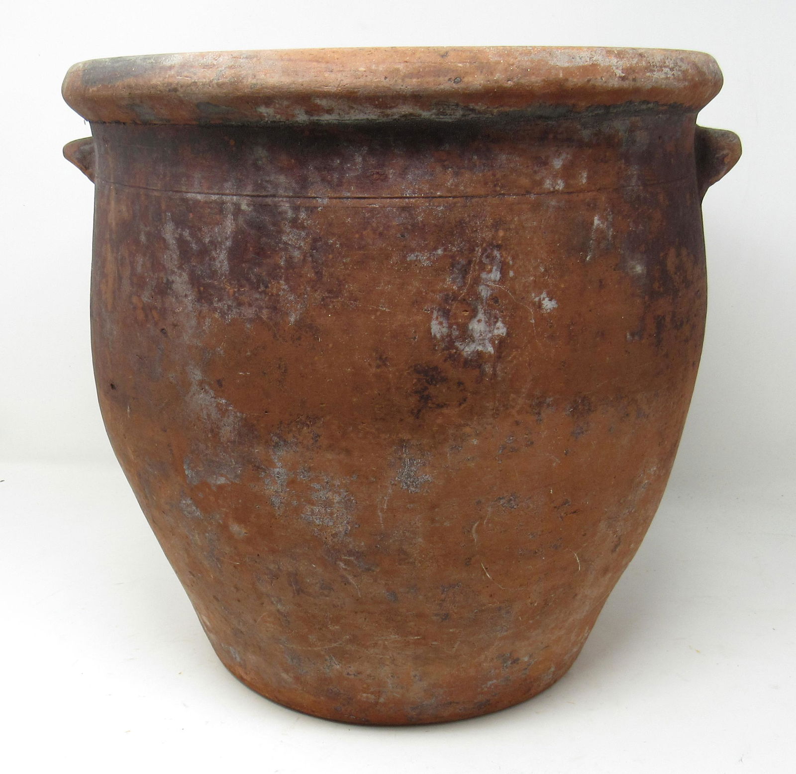Large Redware Crock: Approx 14" in diameter and 13" tall