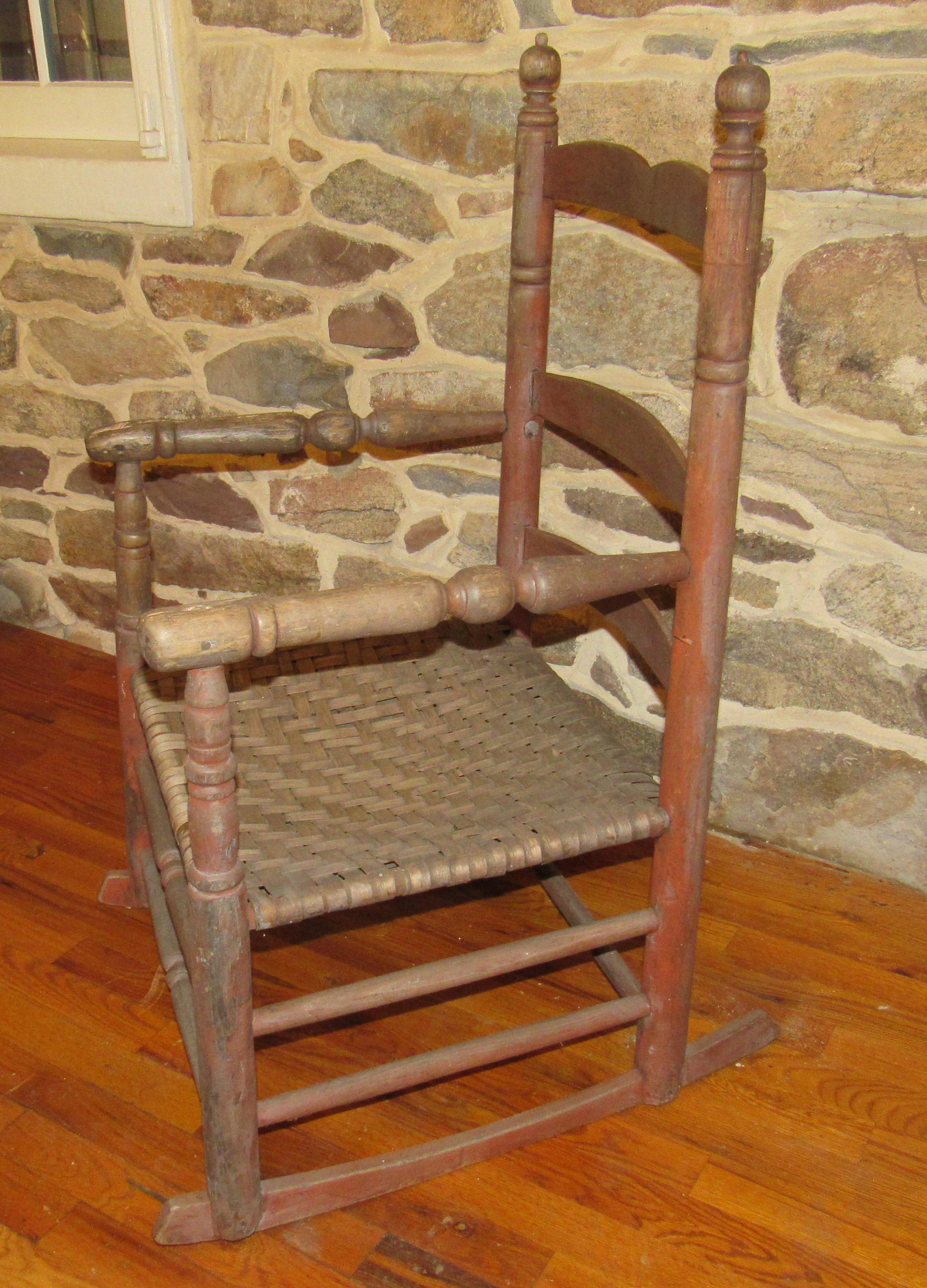Primitive Wooden Rocker: Approx 37" tall.