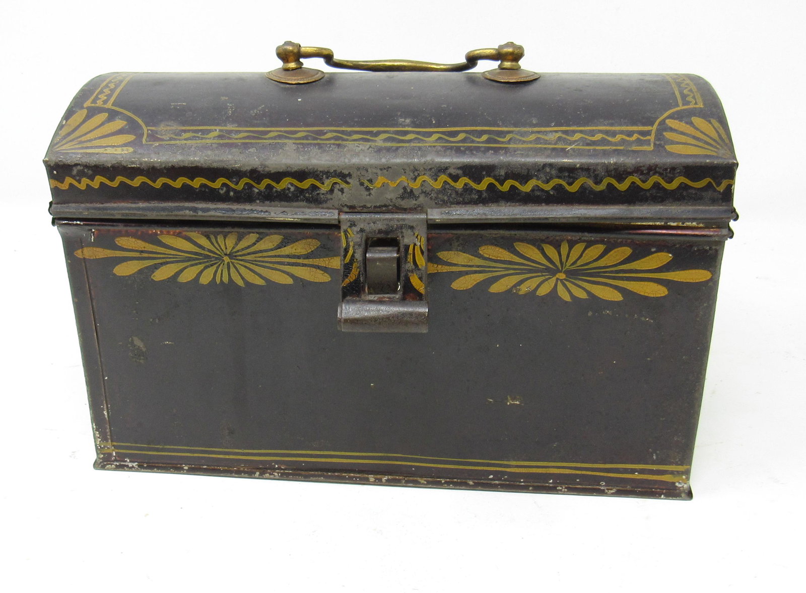 Tin Toleware Document Box: Approx 4 1/2" x 9" x 5 1/2" tall