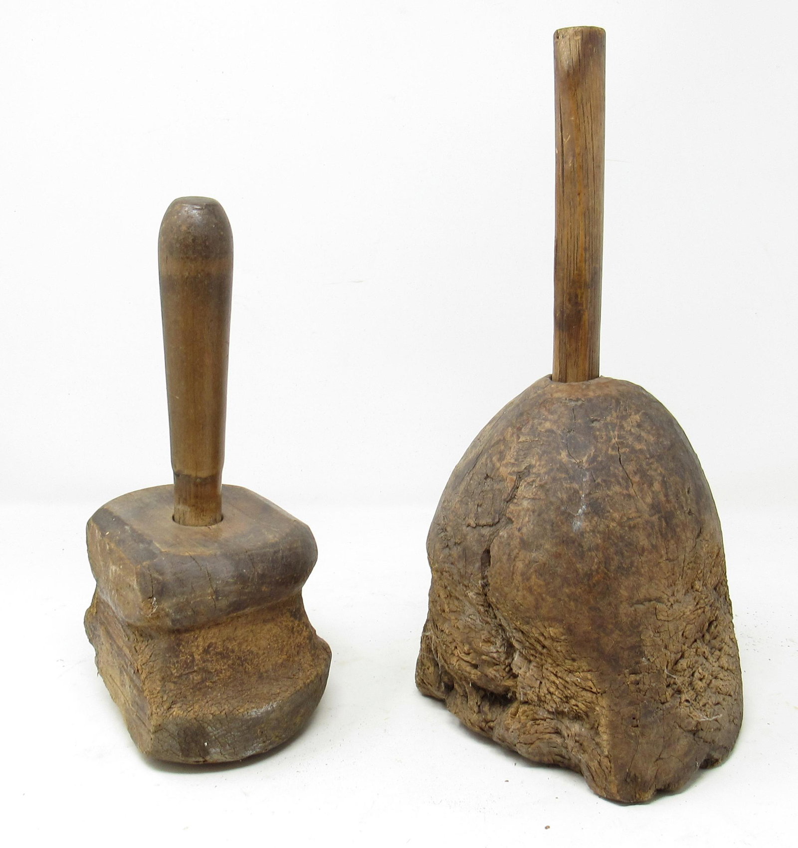 Primitive Wooden Mallet and Stomper: Tallest is approx 14"