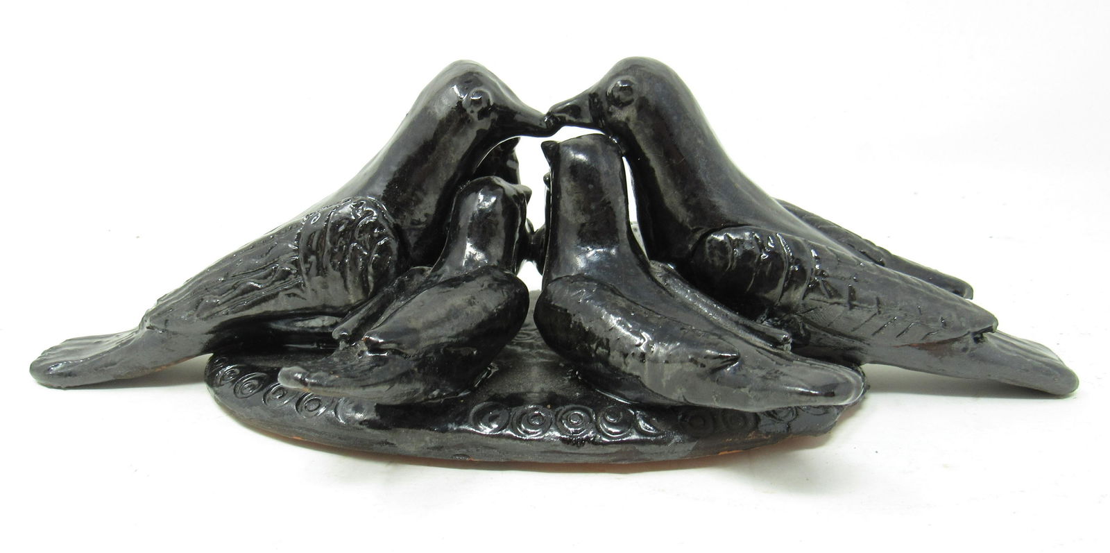 Redware Love Birds Attr to Robert Stauffer: Approx 5 1/2" x 9 3/4"