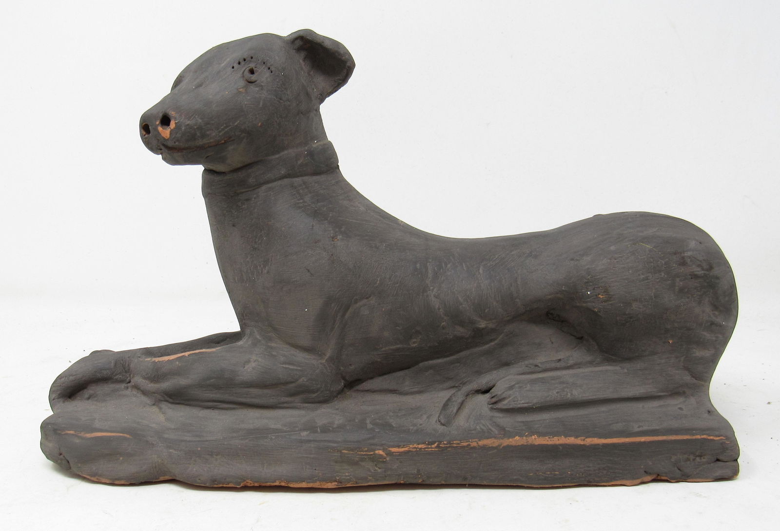 Robert Stauffer Redware Pottery Dog: Apprx 4 1/2" x 11" x 7" tall.