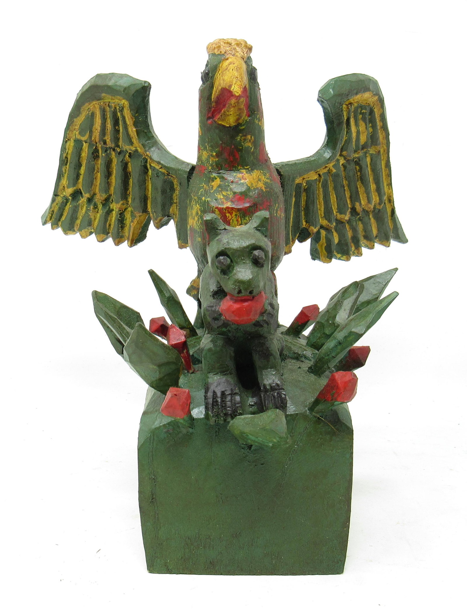 Schimmel Style Wood Carving Att. To Robert Stauffer: Approx 8 1/2" ( wing to wing) and 8 1/2" tall