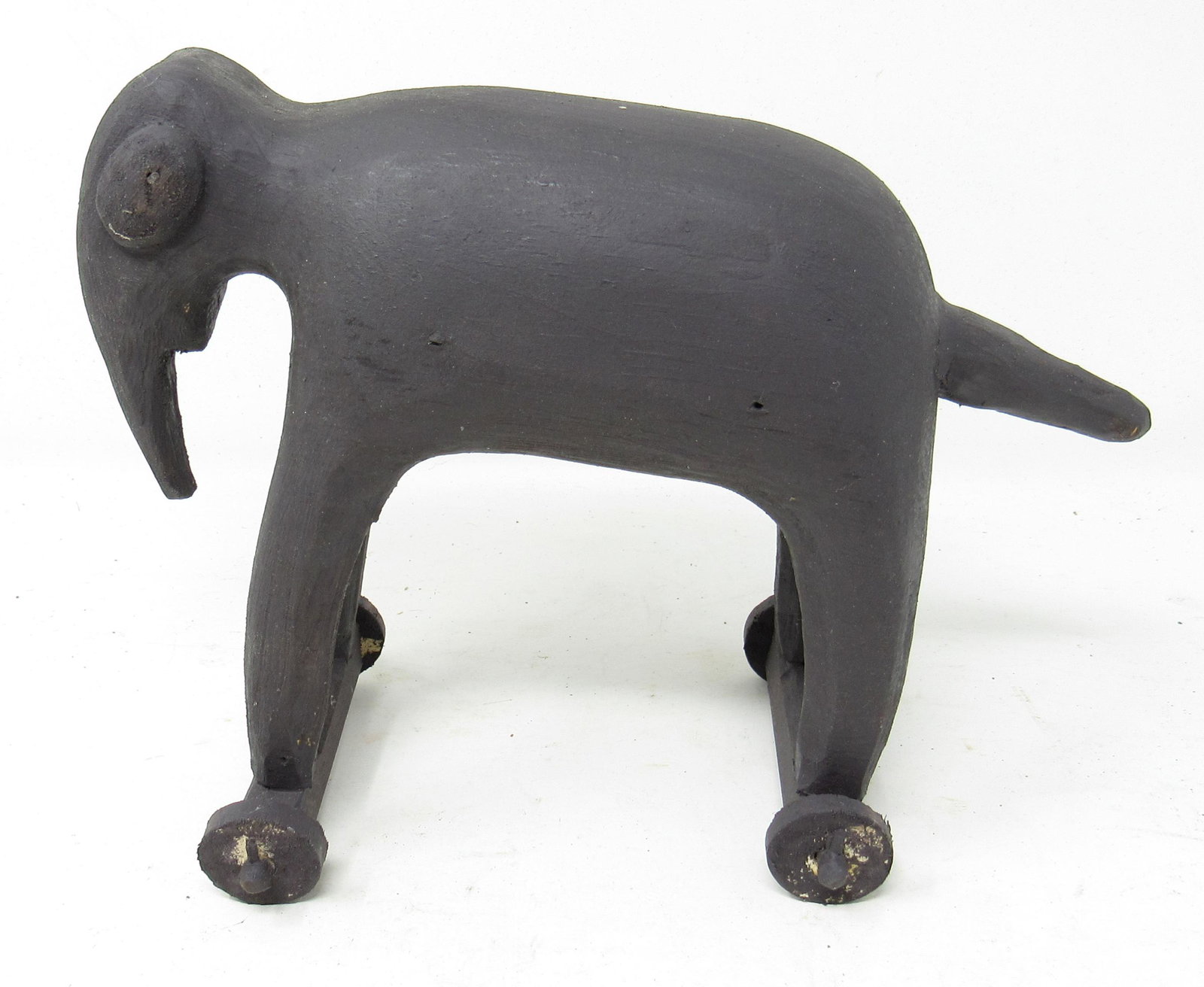 Wooden Elephant Pull Toy signed Stauffer: Apprx 8 3/4" long and 6 3/4" tall
