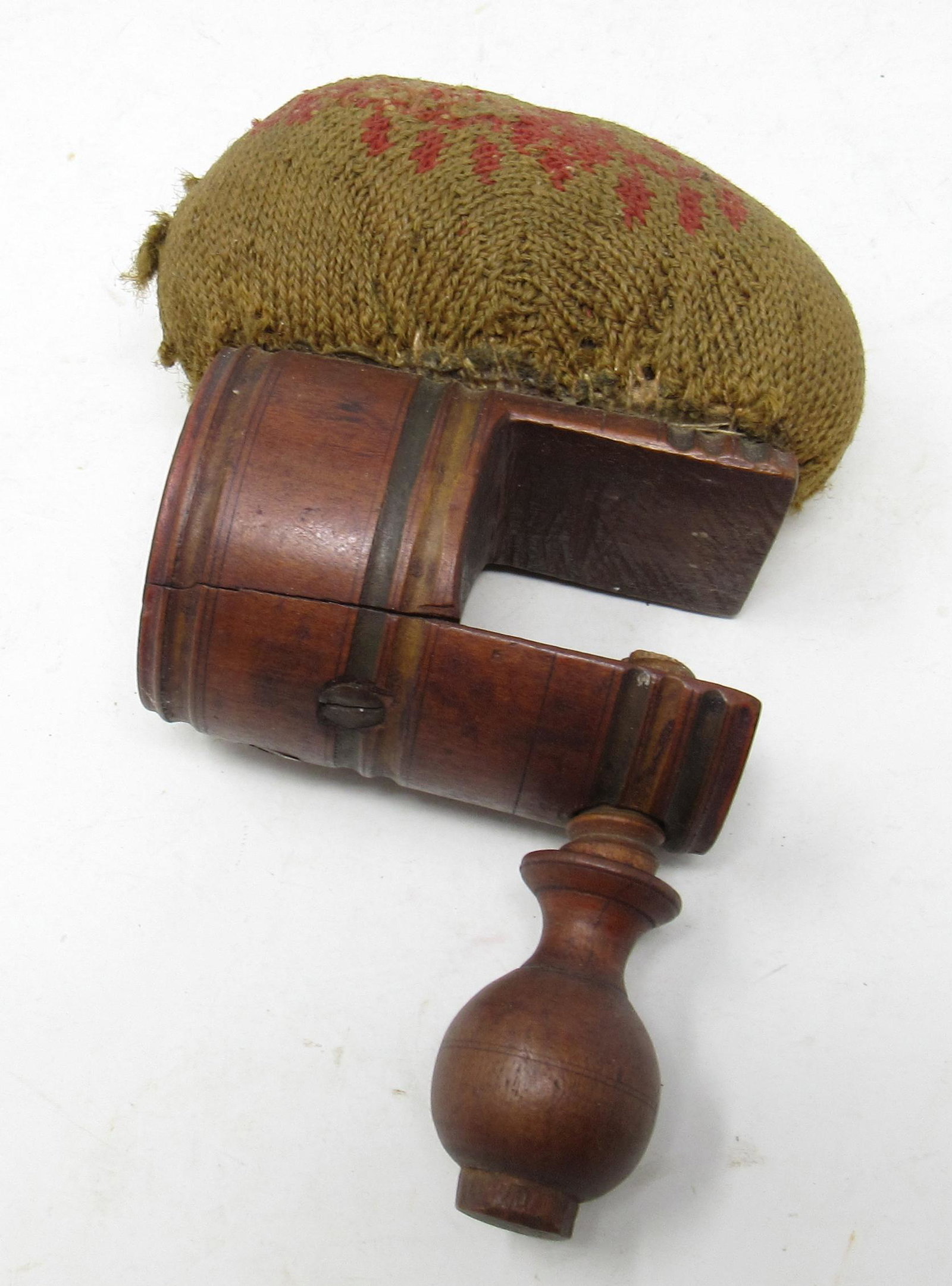 Wooden Clamp on Sewing Pin Cushion: Approx 4 1/2" x 6"