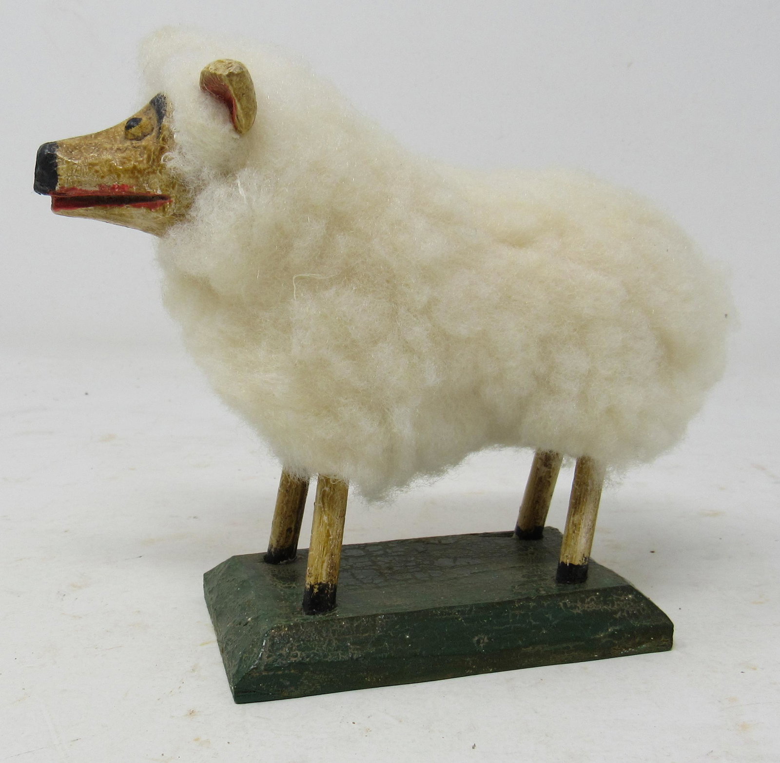 Robert Stauffer Wood Carved Wooly Sheep Schimmel Style: Approx 5 3/4" long and 5" tall