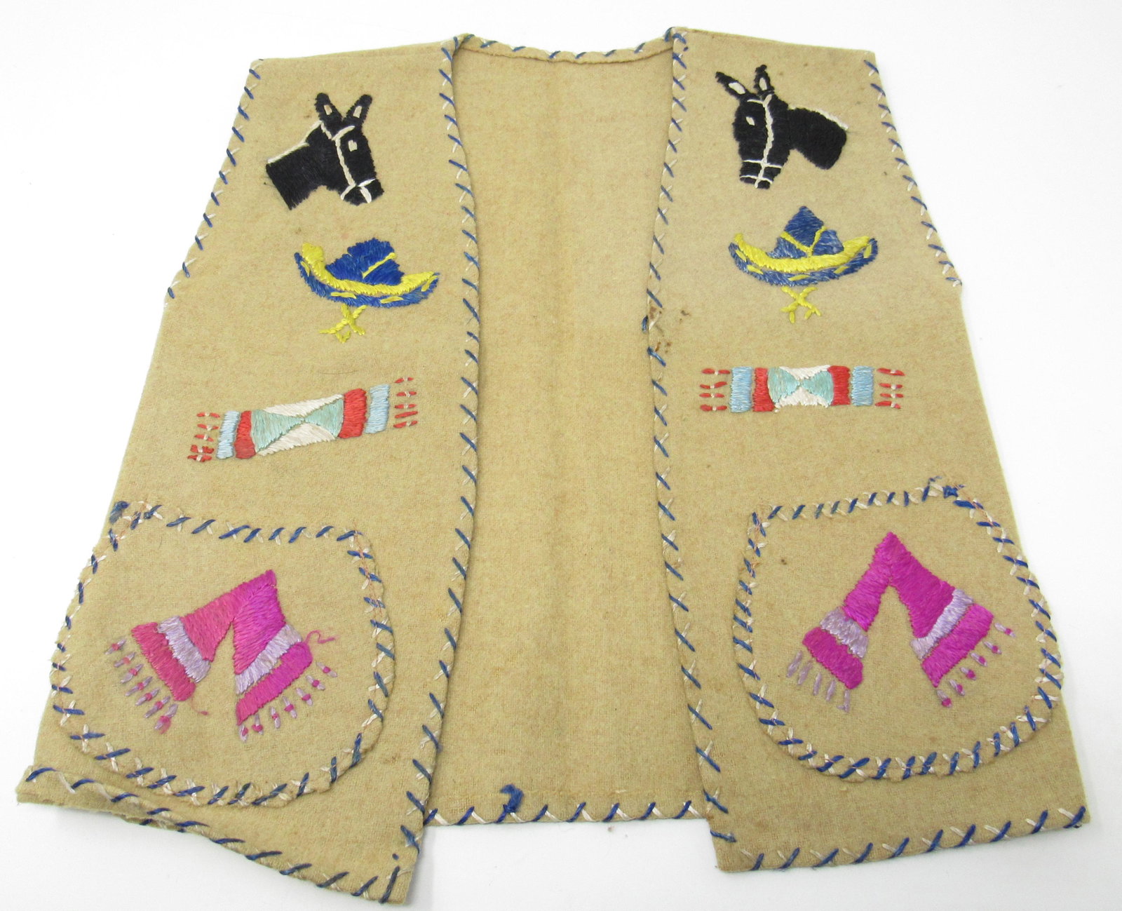 Mexican Childs Home Spun Wool Vest: Approx 13" x 14" long
