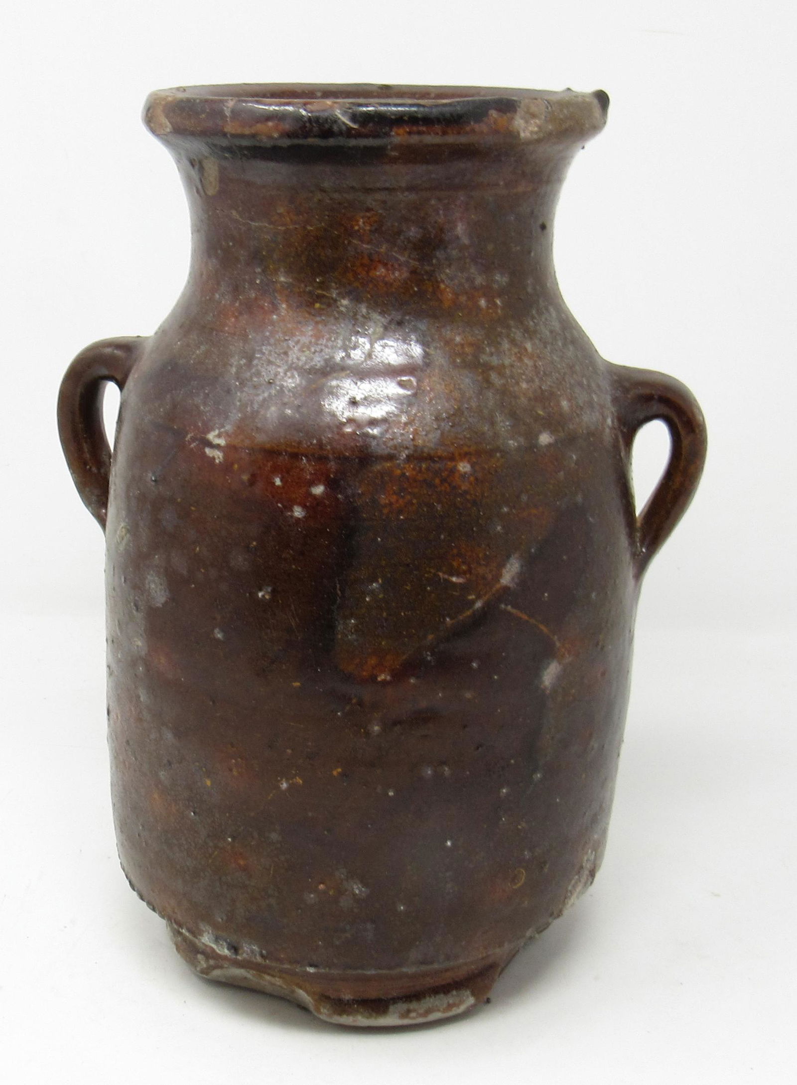 Redware Pottery Vase: Approx 6" in diameter and 10" tall.