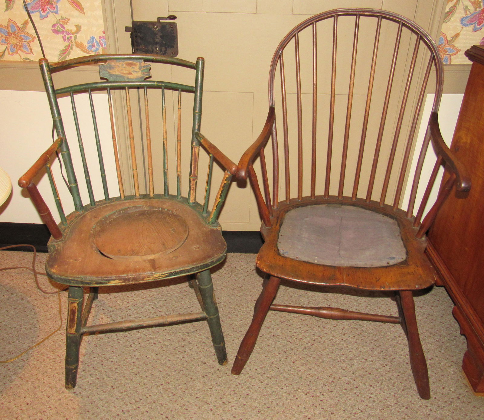 2 Windsor Chairs 1 in Green Paint: Getting both pictured.
