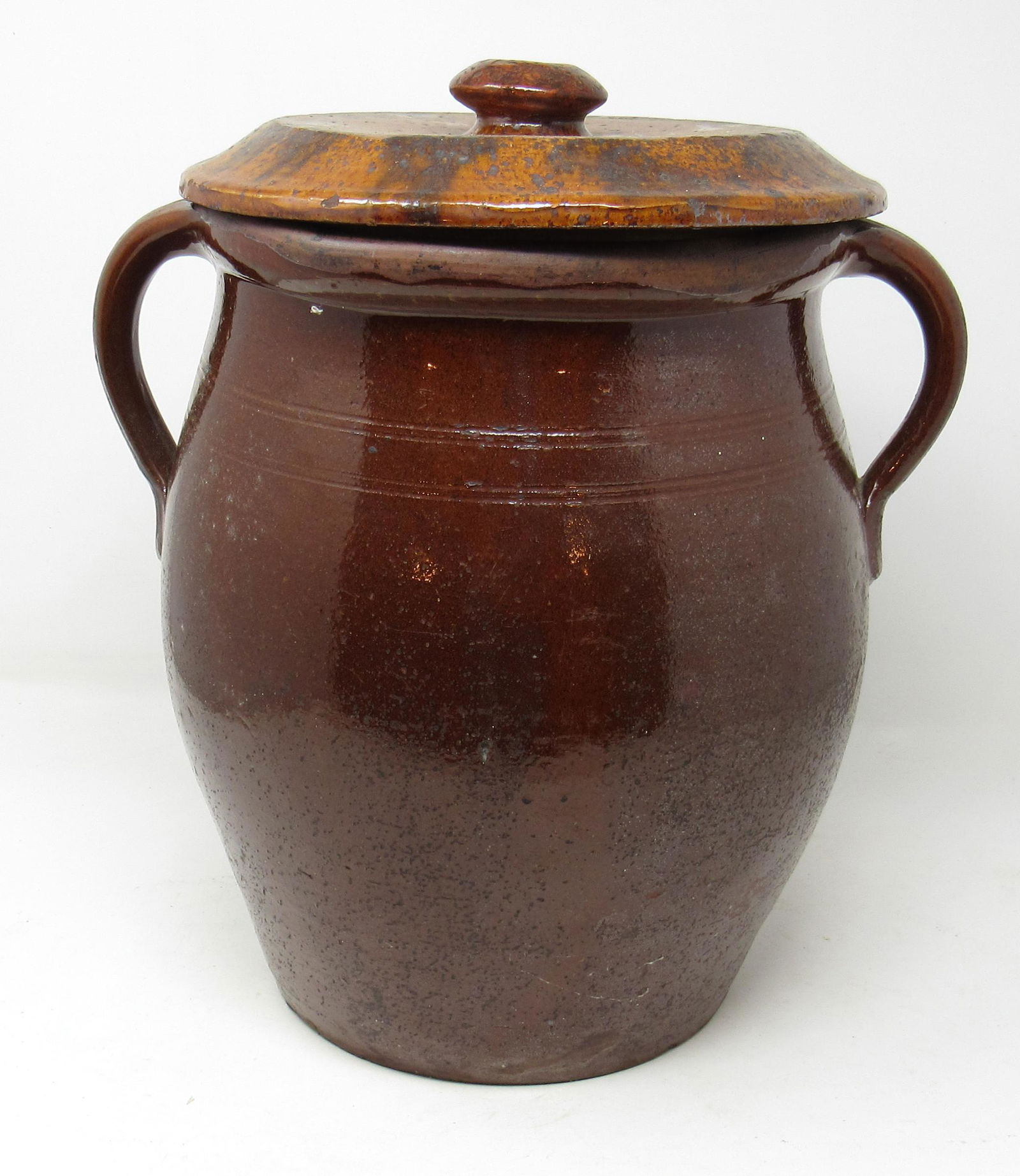 Redware Crock: Approx 9" in diameter and 11 1/2" tall. Comes with the lid pictured