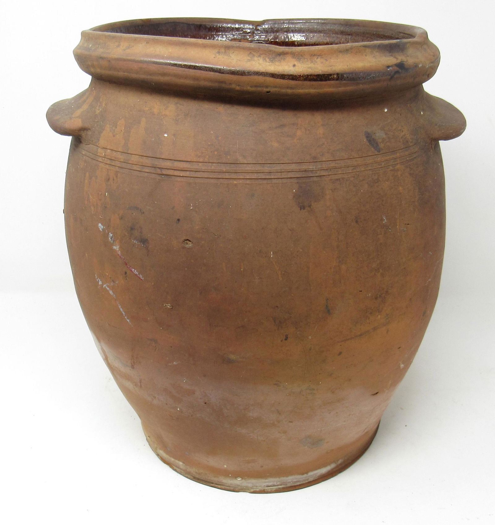 Redware Pottery Crock: Approx 11" in diameter and 13" tall.