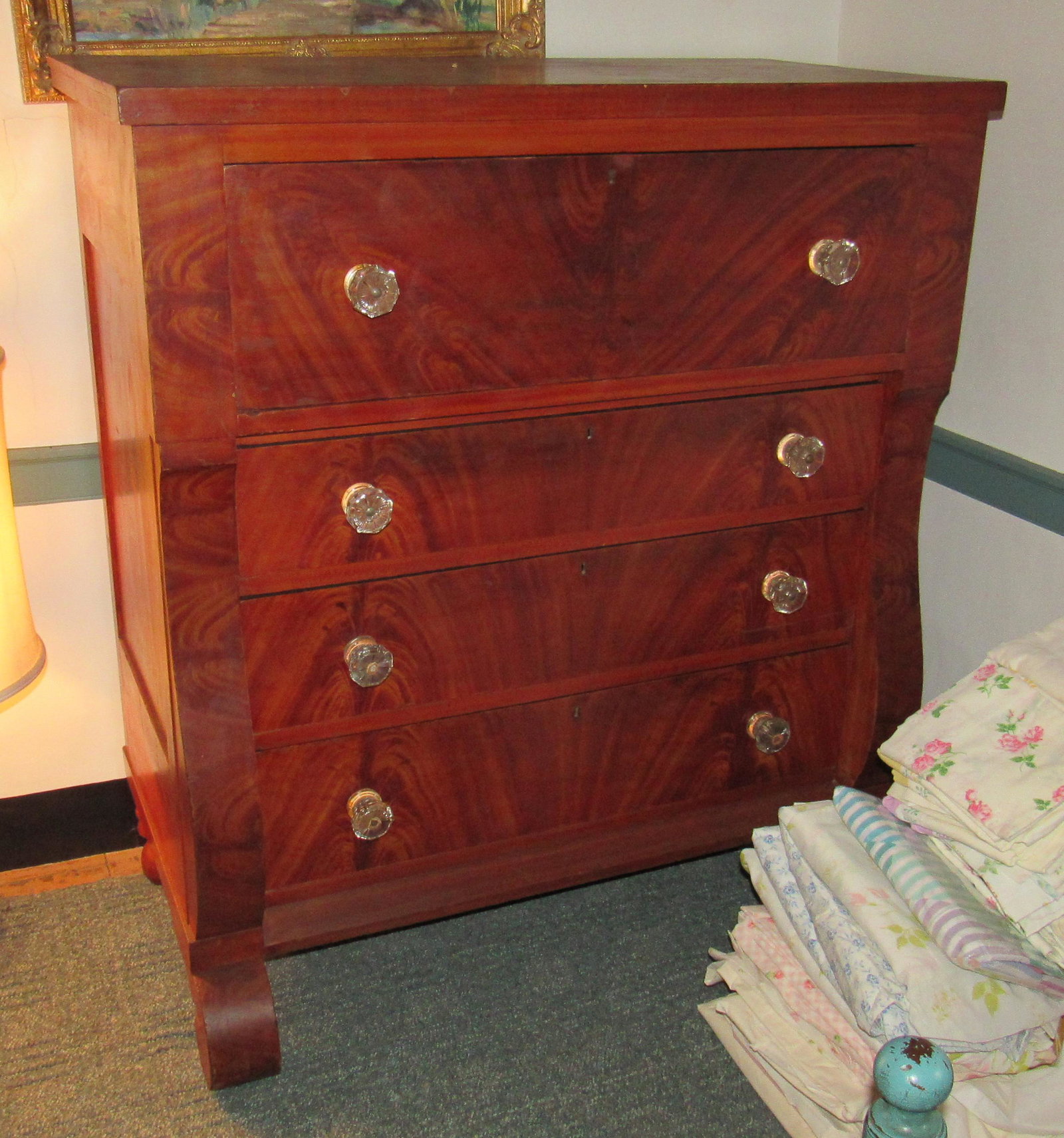 Paint Decorated Empire Chest: Approx 21 1/2" x 42" x 46 1/2" tall