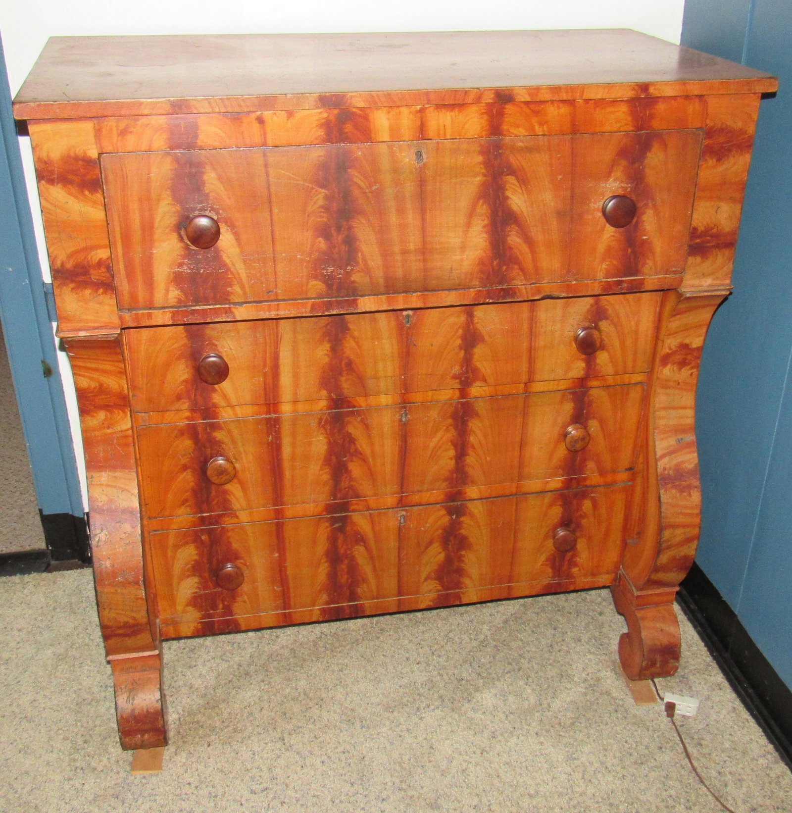 Paint Decorated Empire Chest: Approx 21" x 42" x 44 3/4" tall.