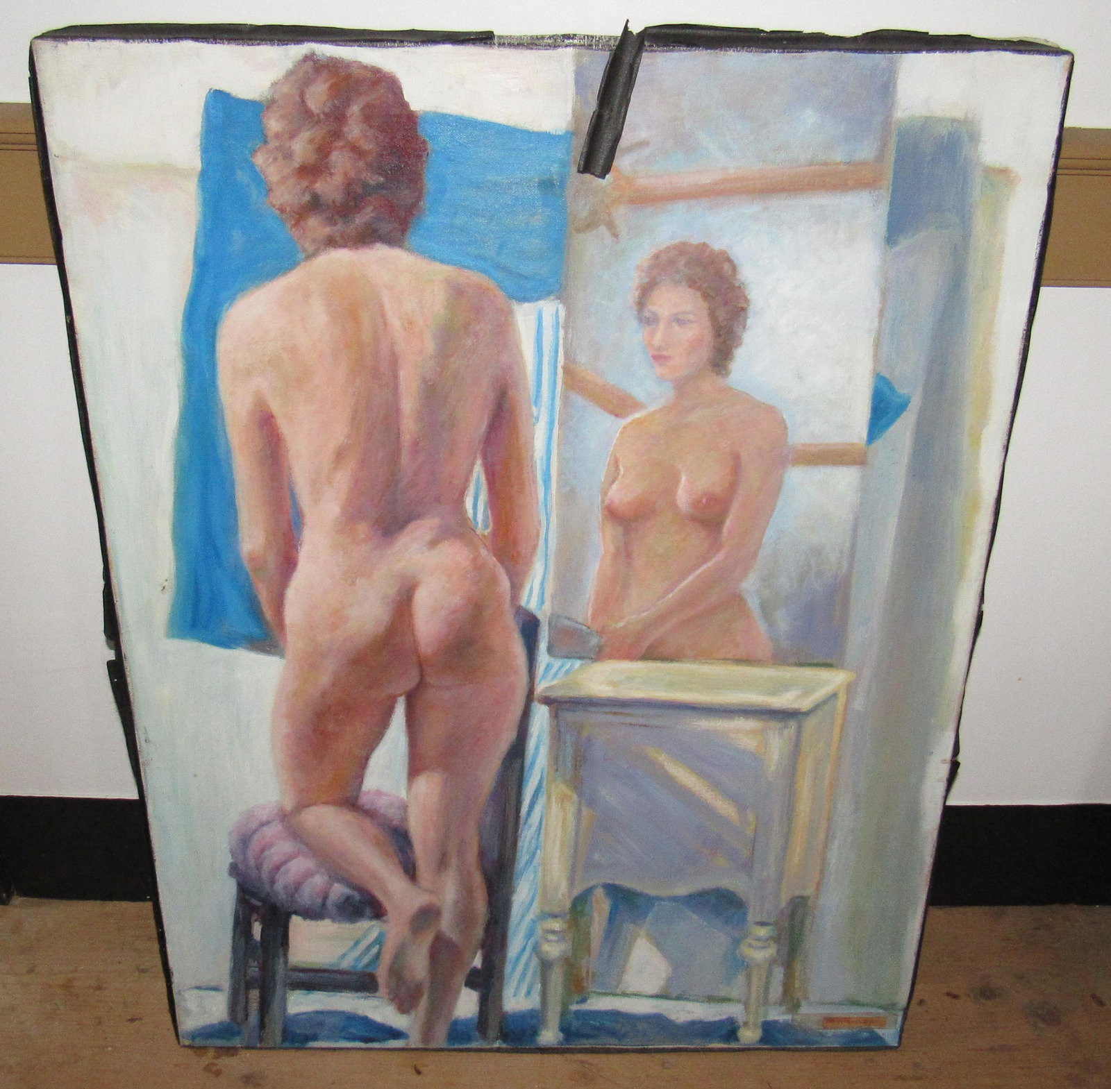 PH Shackelford Nude Art Oil on Canvas Painting: Approx 23" x 30"