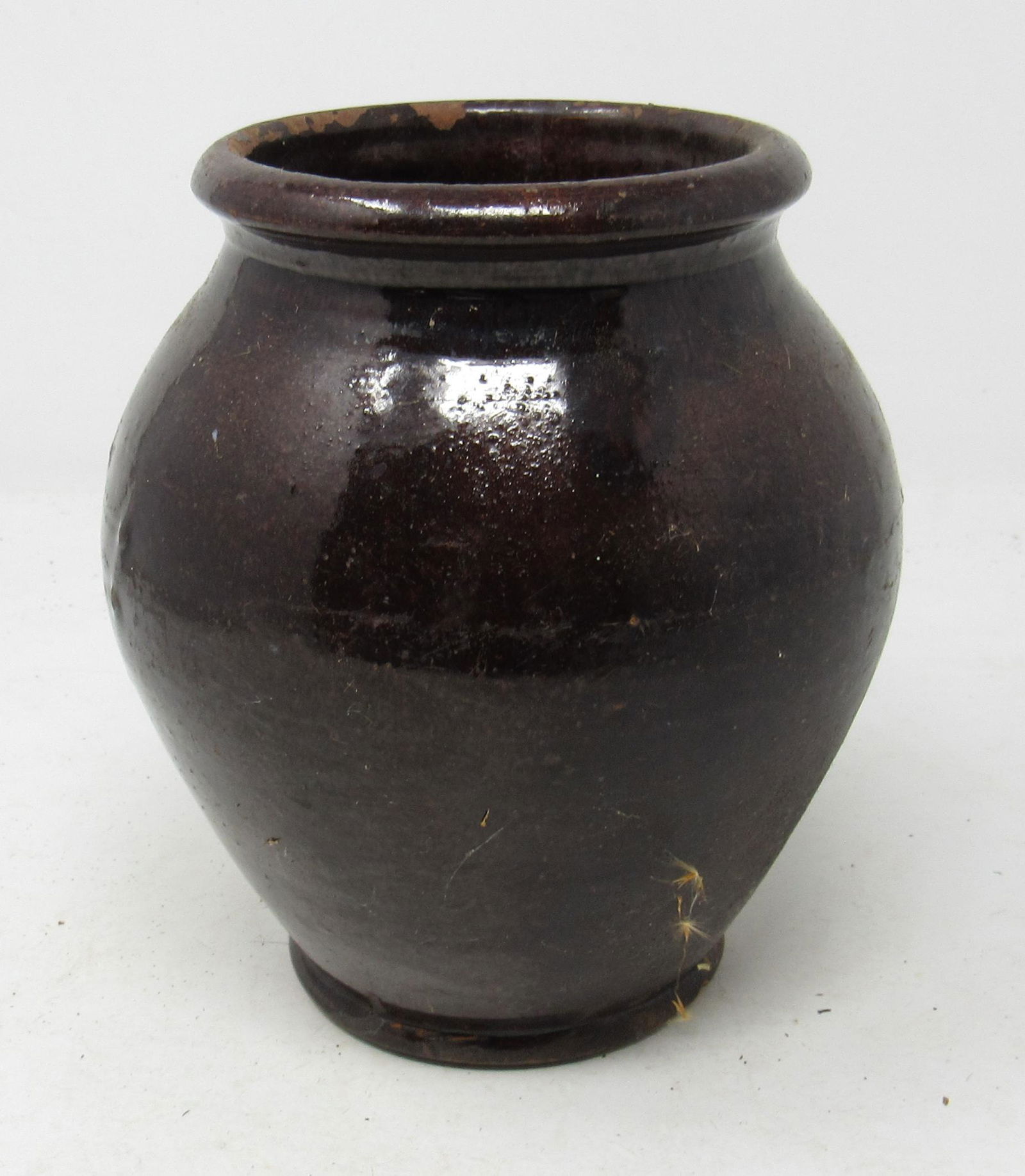 Redware Pottery Vase: Approx 5" in diameter and 6" tall.