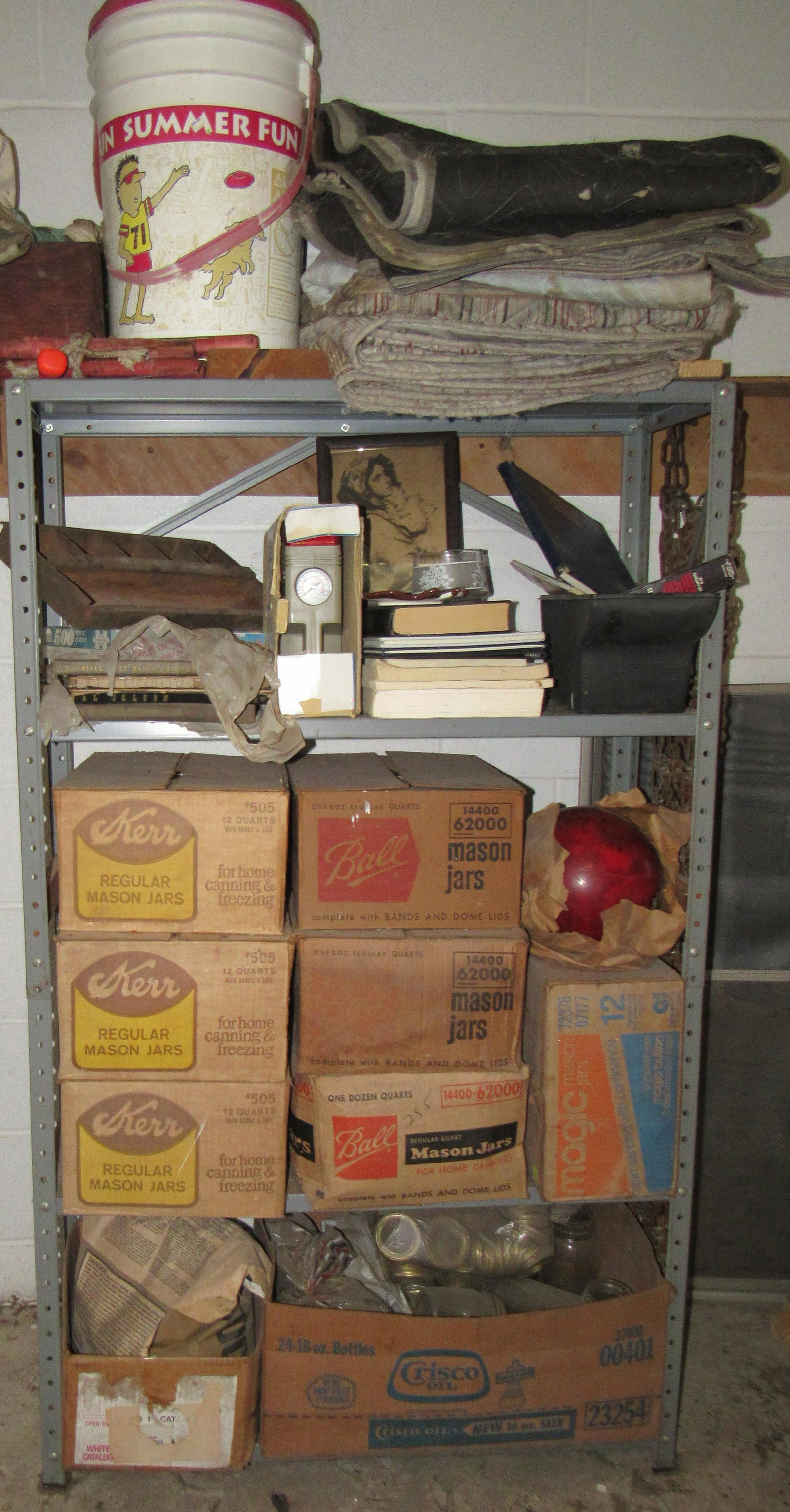 Mason Jars Snow Chains Shelf and Contents: Lot includes all pictured. Take what you want and leave the rest