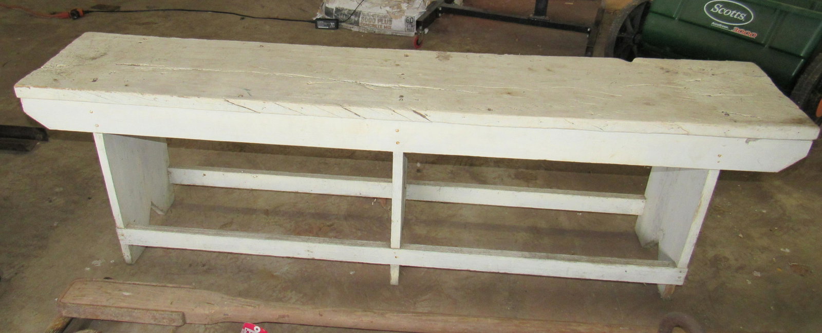 Bench in Whitewash Paint: Approx 11 3/4" x 62" x 19" tall