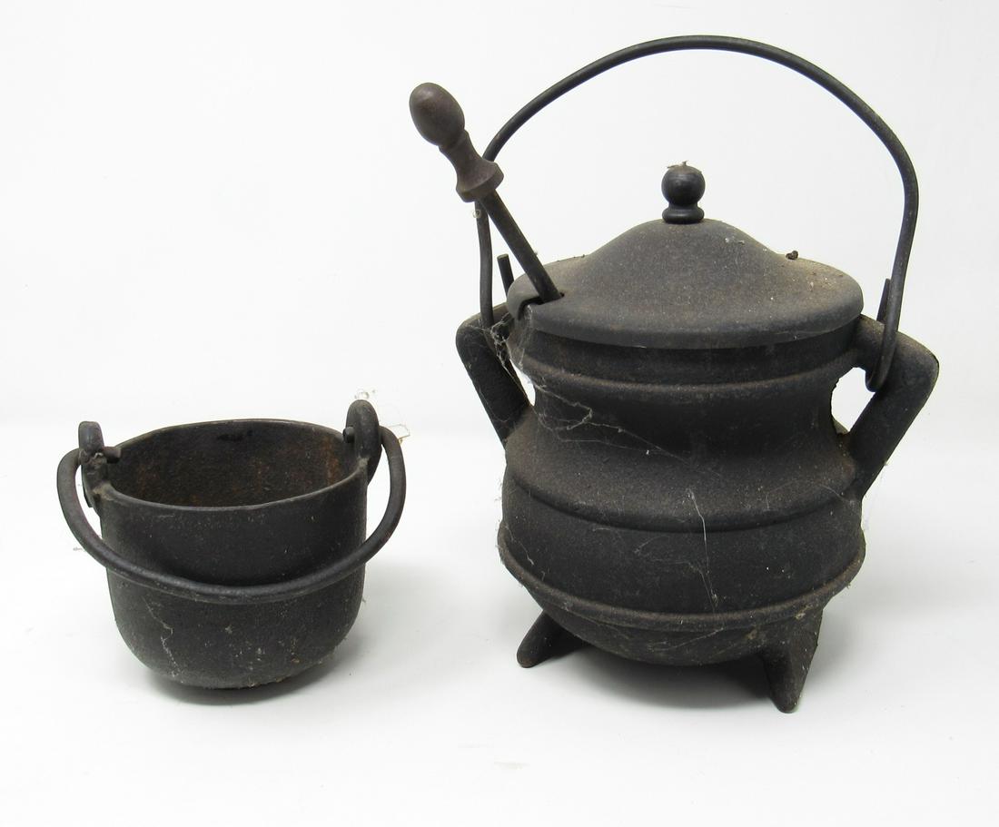 2 Cast Iron Pots: Tallest is approx 8 1/4" tall