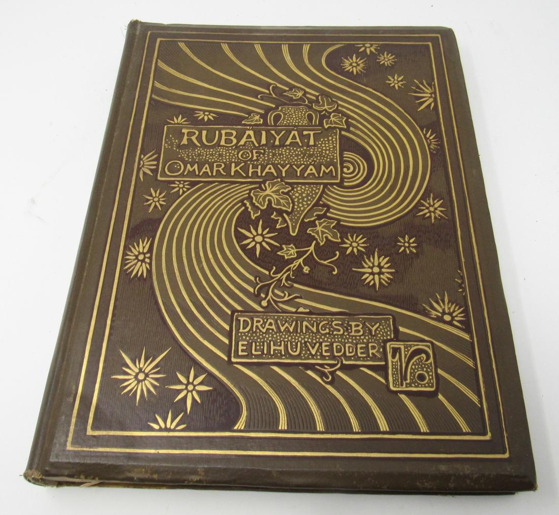 1886 Elihu Vedder Rubaiyat of Omarkhayyam Drawings Book: Comes with 1974 Antiques Magazine, in which the book was ,mentioned.