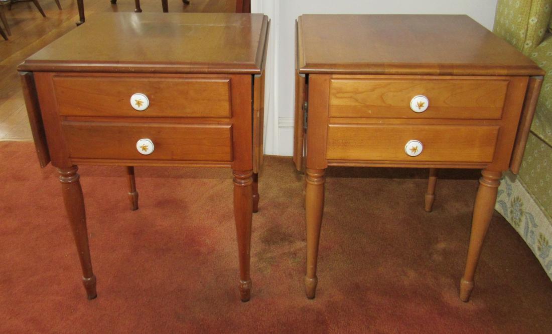 Maple Drop Leaf End Tables: Approx 18 1/2" ( closed ) x 18 1/2" x 24" tall