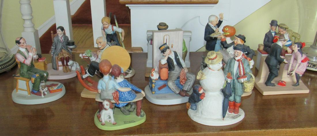 12 Danbury Mint Porcelain Normal Rockwell Figurines: Most are apprx 6 1/4" tall.