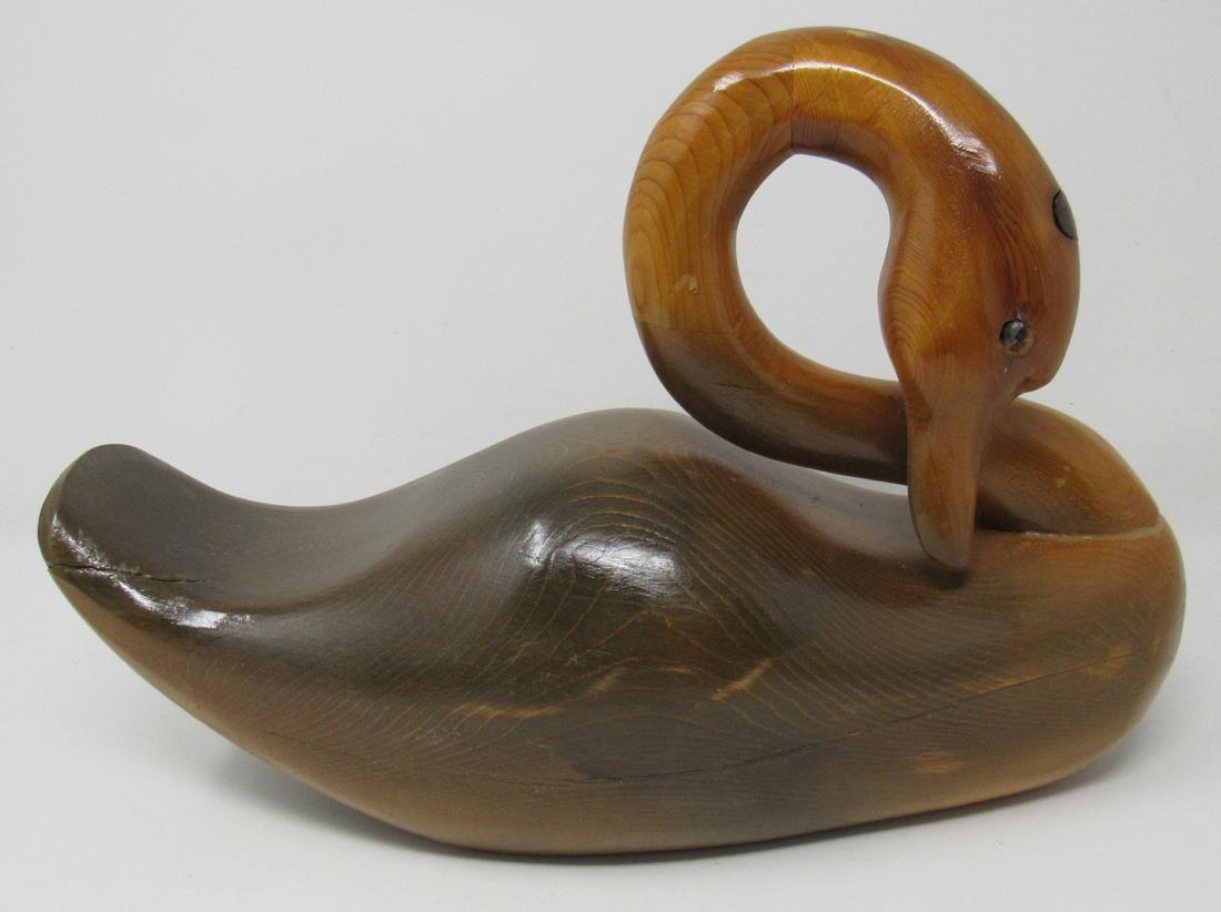 Wooden Swan Decoy: Approx 13" long