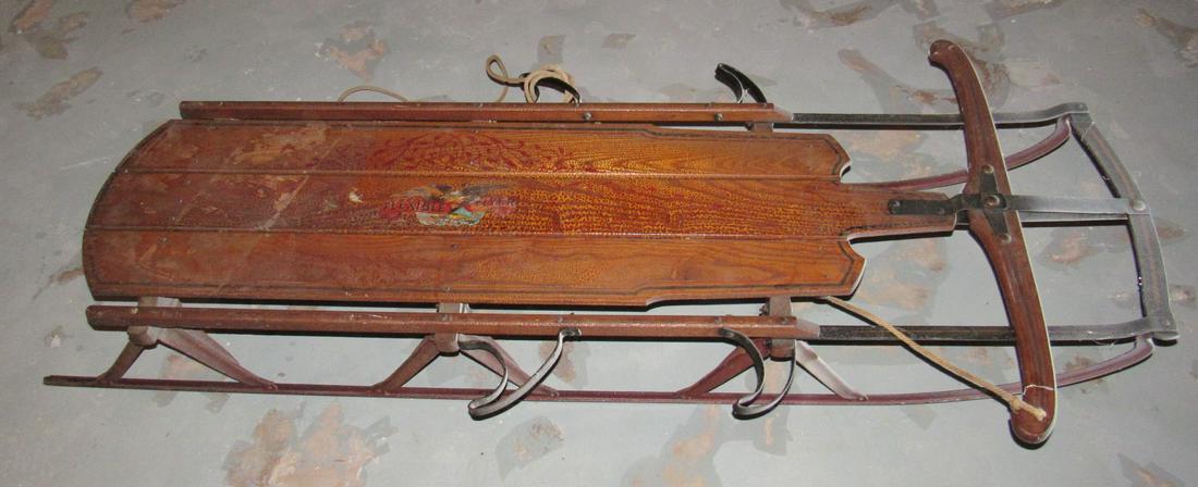 Vintage Flexible Flyer No. 5 2 Person Sled: Approx 28" x 60"